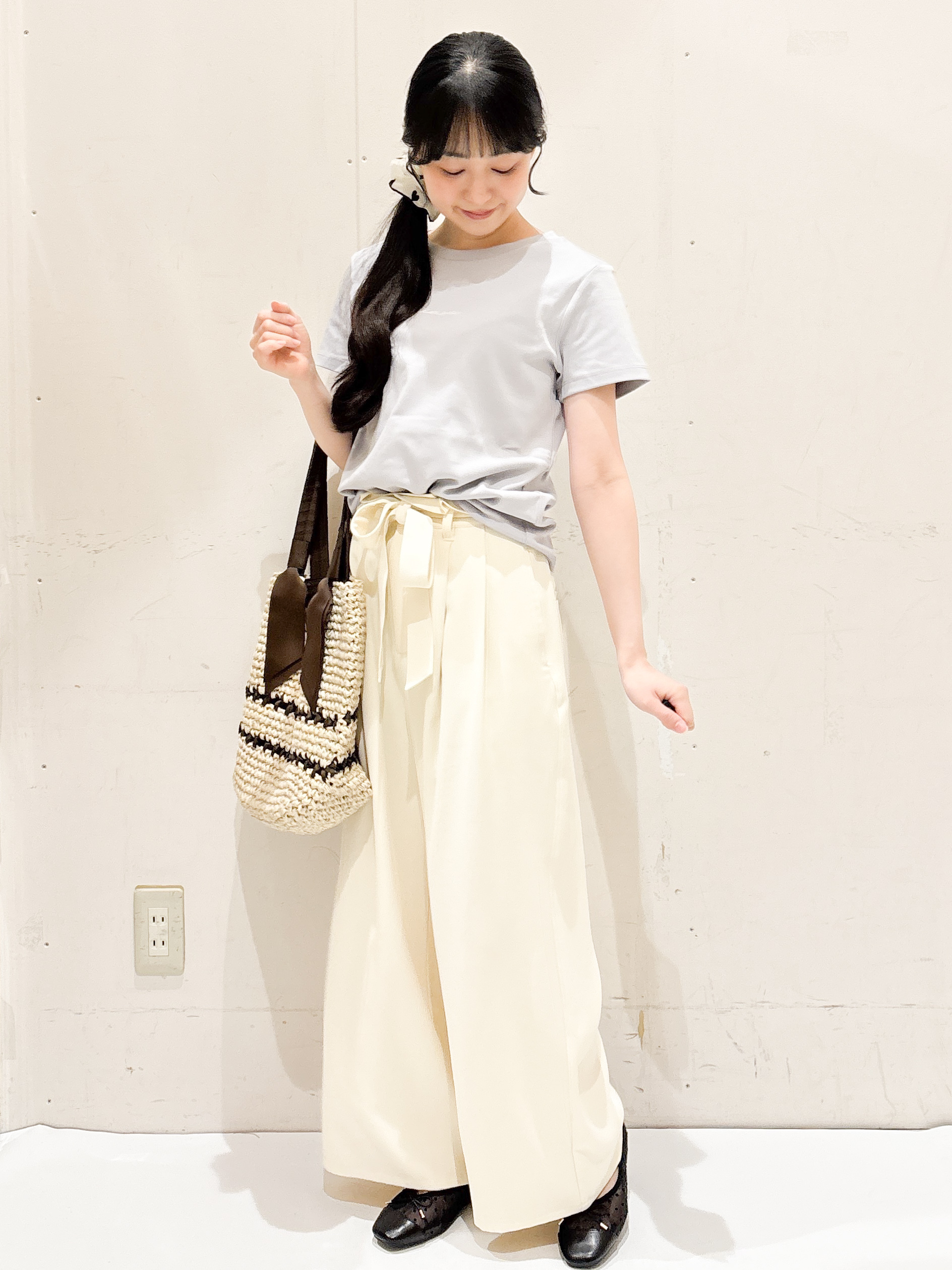 Hinaさんの「OPAQUE.CLIP｜【UVケア／接触冷感】フロントロゴ刺繍Tシャツ《洗濯機OK／S-3L／7col》」を使ったコーディネート