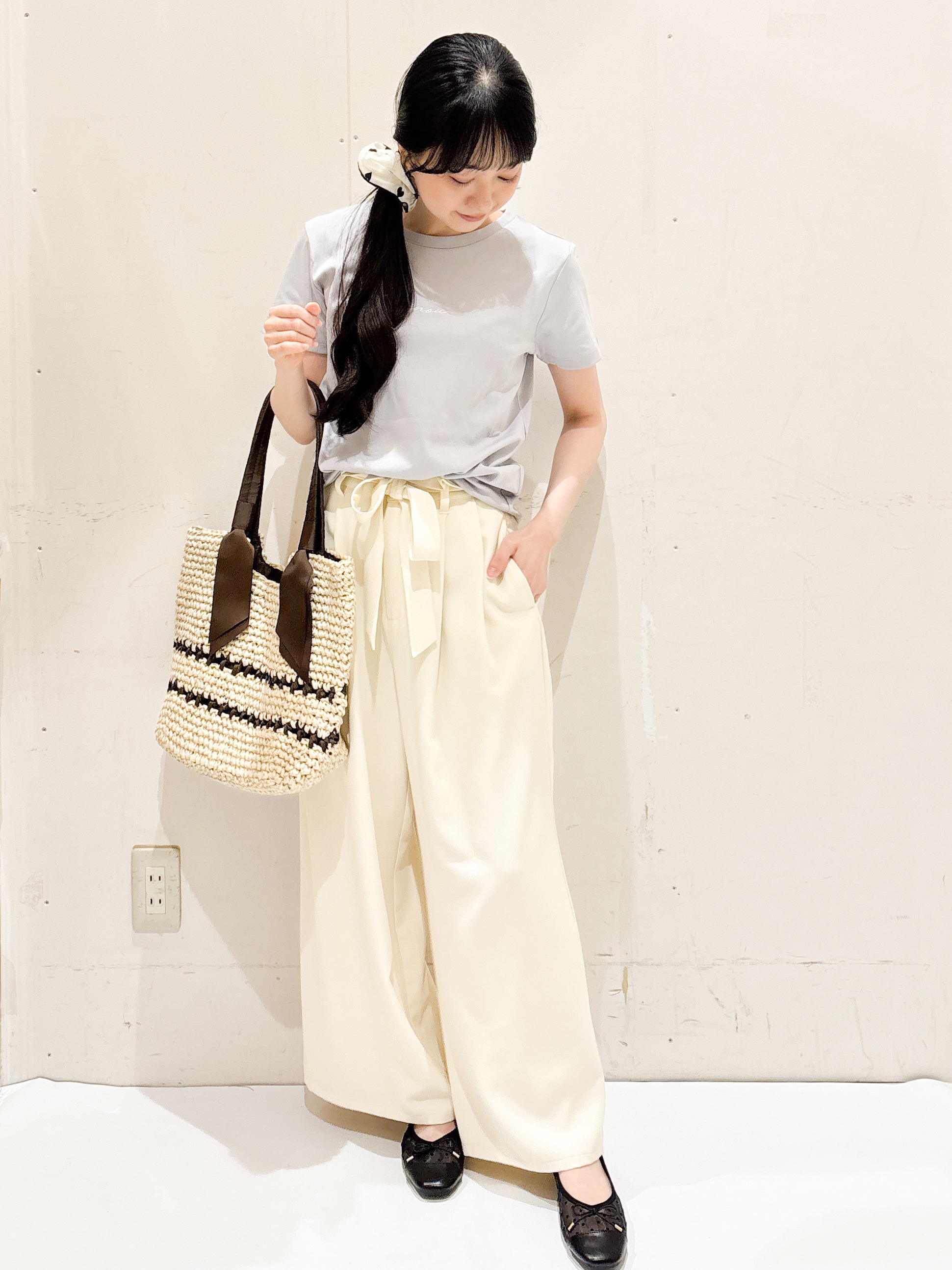 Hinaさんの「OPAQUE.CLIP｜【UVケア／接触冷感】フロントロゴ刺繍Tシャツ《洗濯機OK／S-3L／7col》」を使ったコーディネート