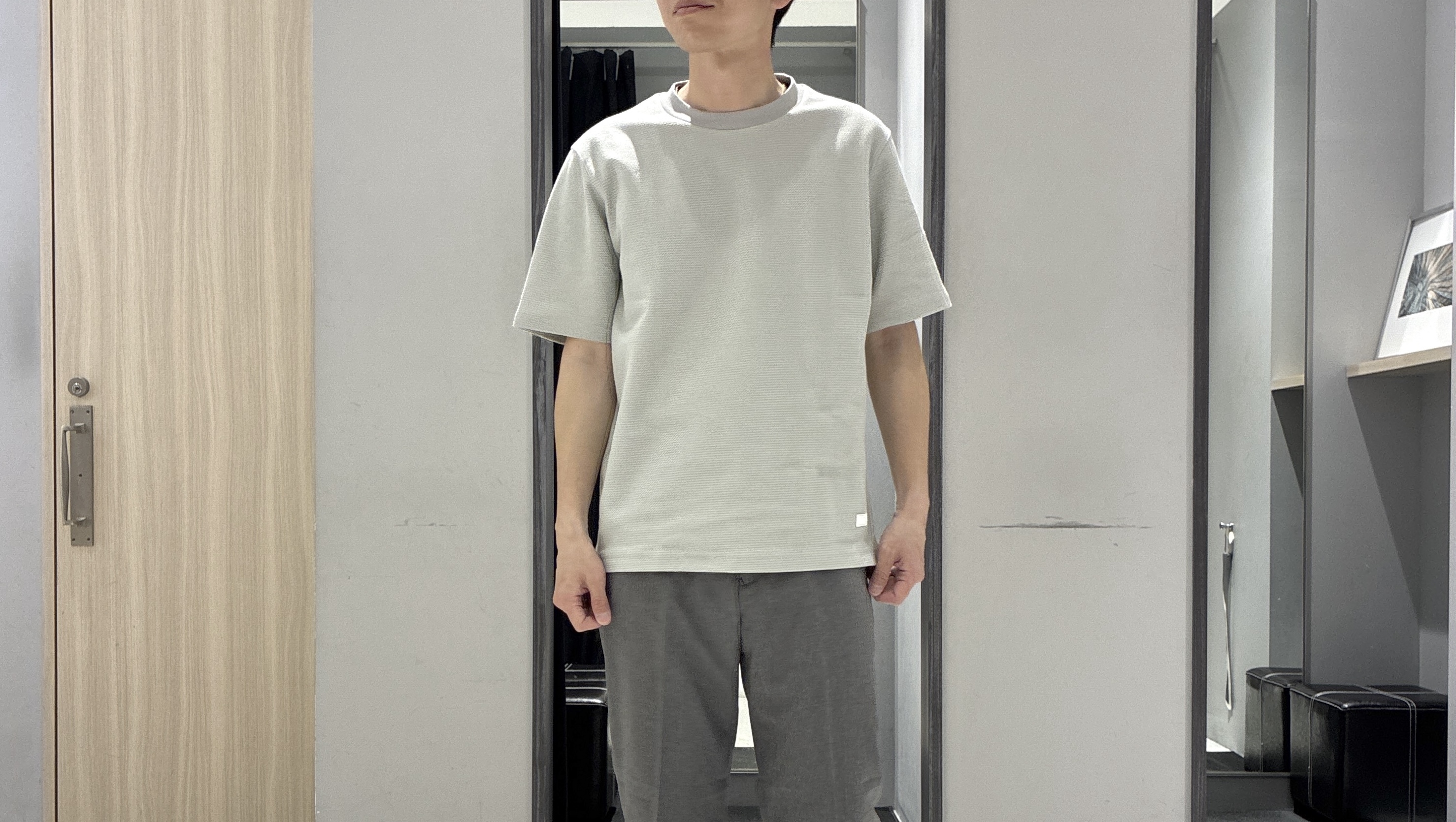わいずみさんの「TAKEO KIKUCHI｜【接触冷感】ハイブリッド リネン 七分袖シャツ」を使ったコーディネート