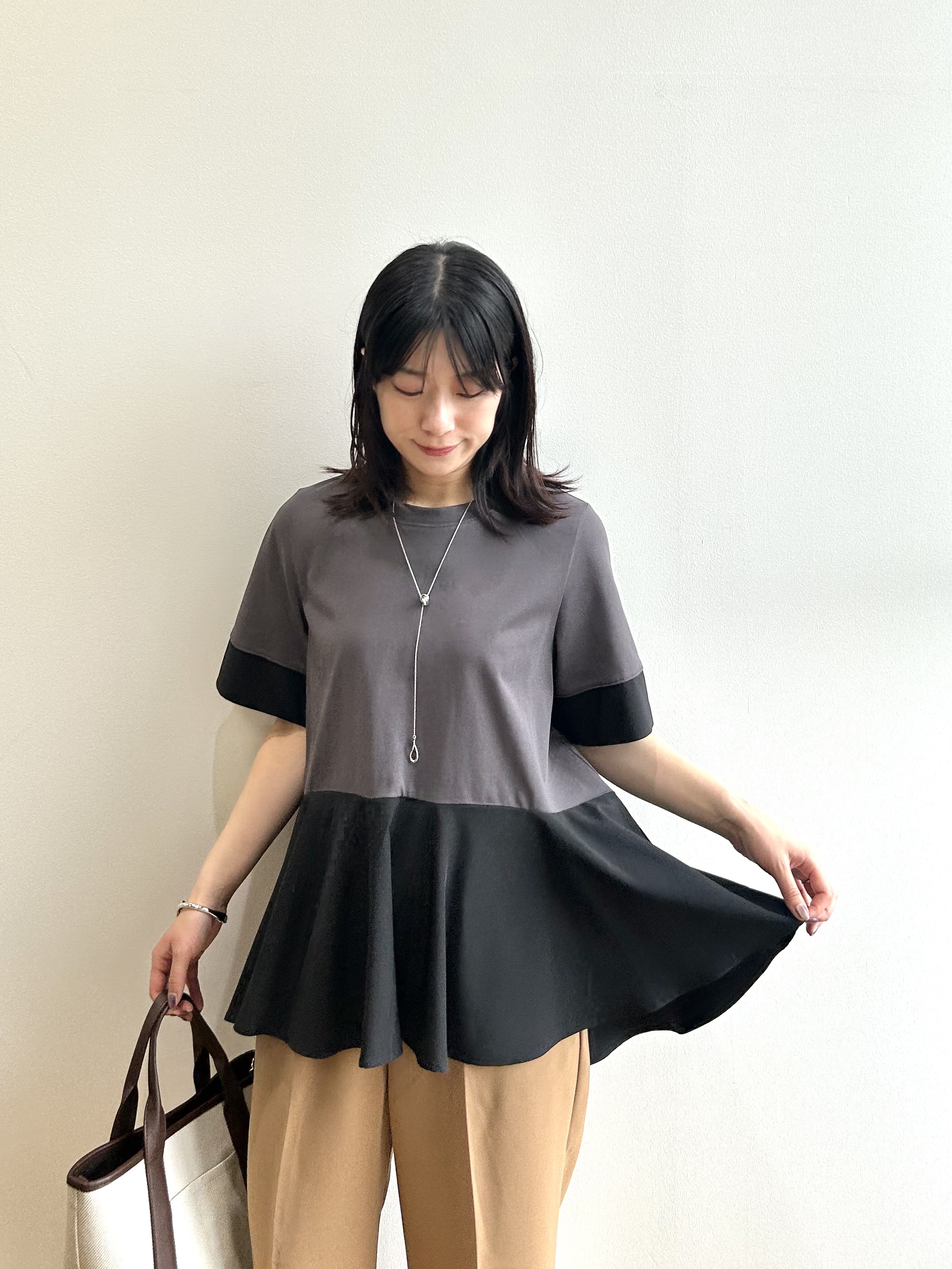 RINAさんの「OPAQUE.CLIP｜ペプラム切替ドッキングトップス」を使ったコーディネート
