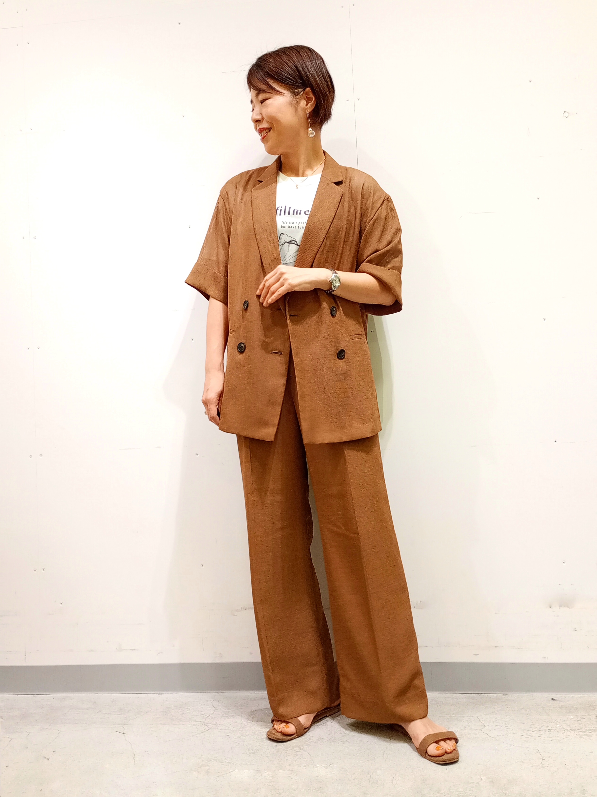 Kさんの「INDIVI｜【接触冷感／2WAY】カシュクールリネンシャツ」を使ったコーディネート