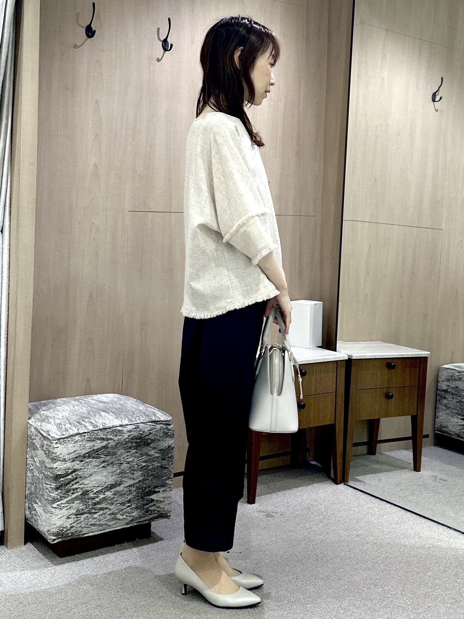 Miwaさんの「UNTITLED｜【シワになりにくい/セットアップ可/接触冷感】ハーフスリーブジャケット」を使ったコーディネート