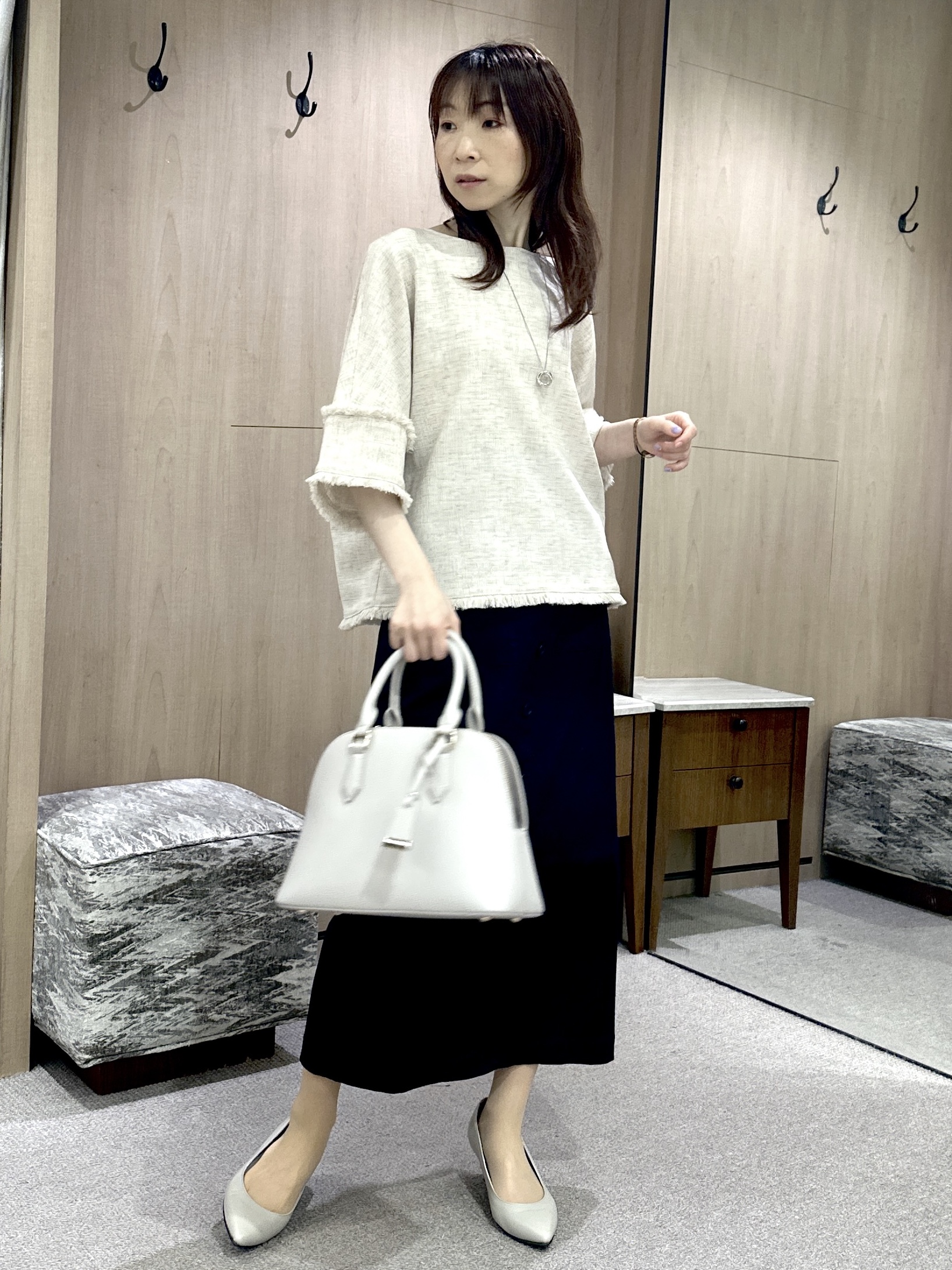 Miwaさんの「UNTITLED｜【シワになりにくい/セットアップ可/接触冷感】ハーフスリーブジャケット」を使ったコーディネート