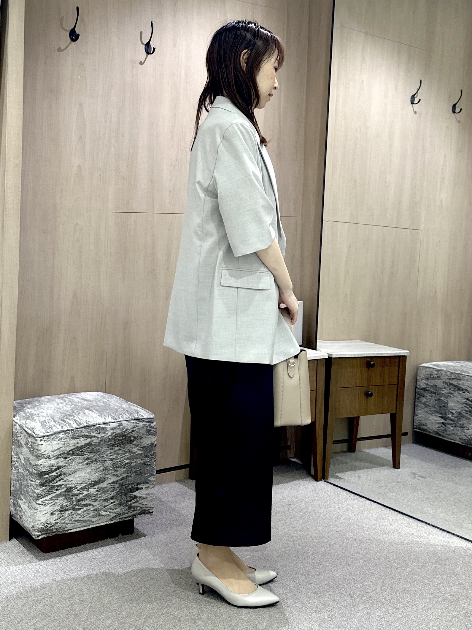 Miwaさんの「UNTITLED｜【シワになりにくい/セットアップ可/接触冷感】ハーフスリーブジャケット」を使ったコーディネート