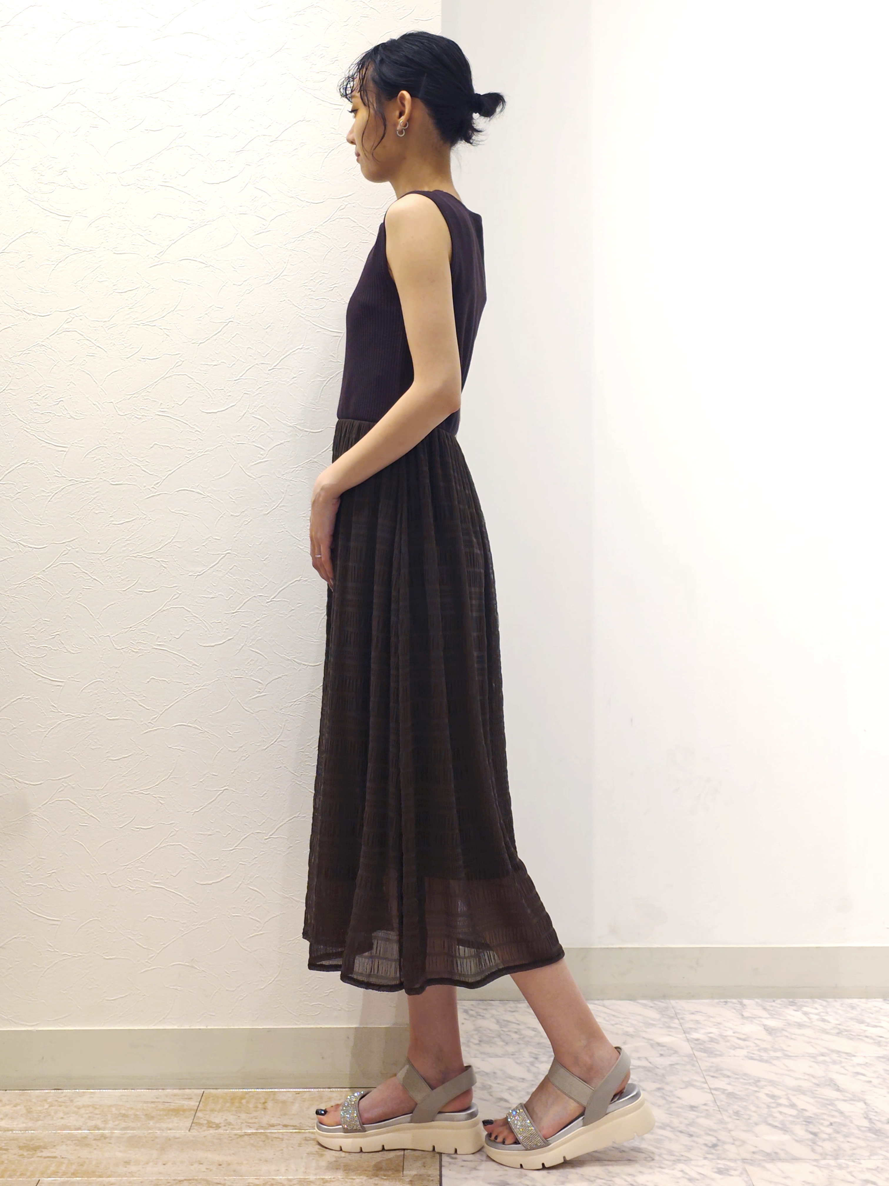 ケイさんの「grove｜【貴島明日香さん着用】リブニット&times;チュール ドッキングワンピース」を使ったコーディネート