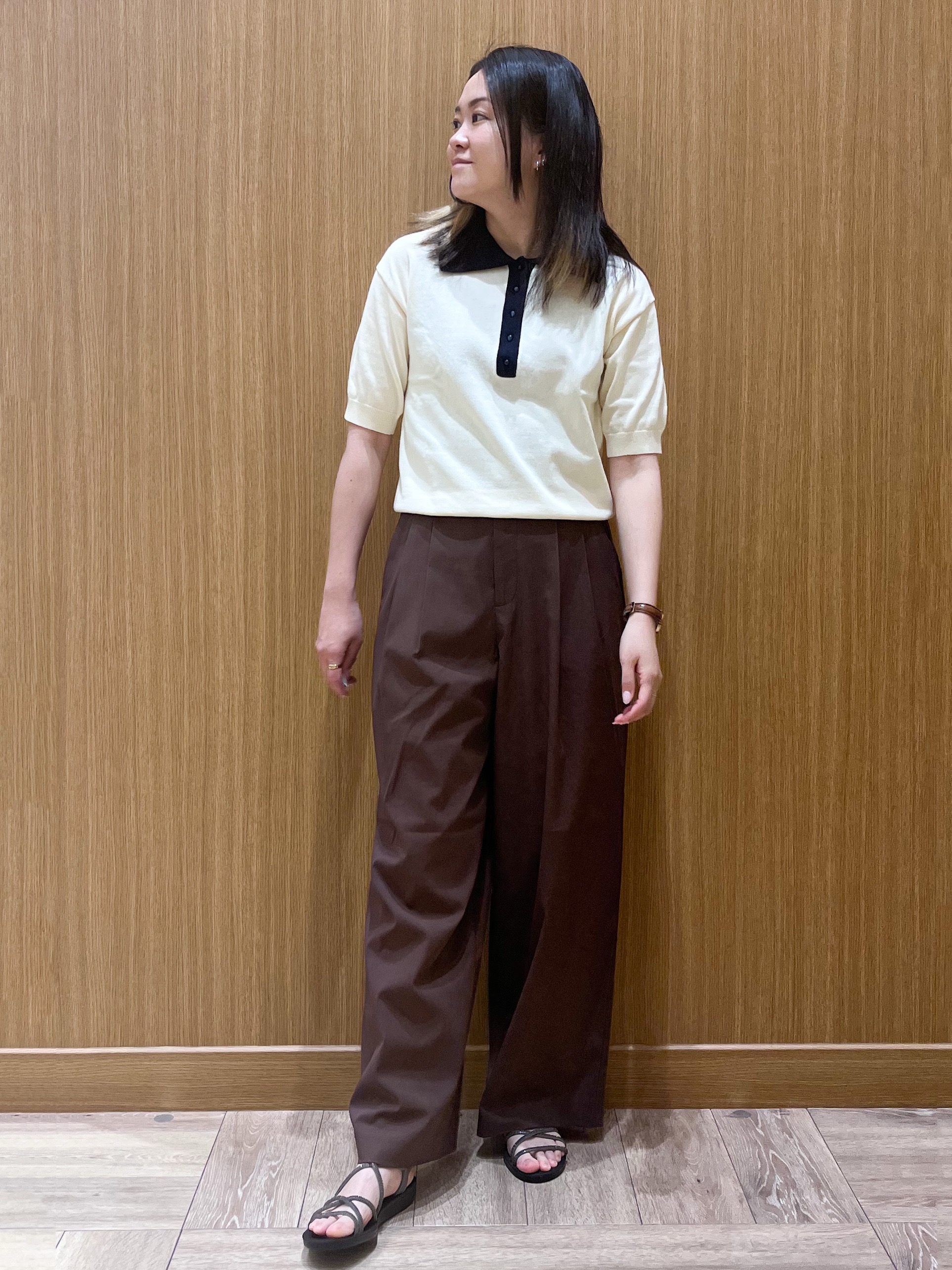 aさんの「OPAQUE.CLIP｜ビッグポロ衿ニット【洗濯機OK】」を使ったコーディネート