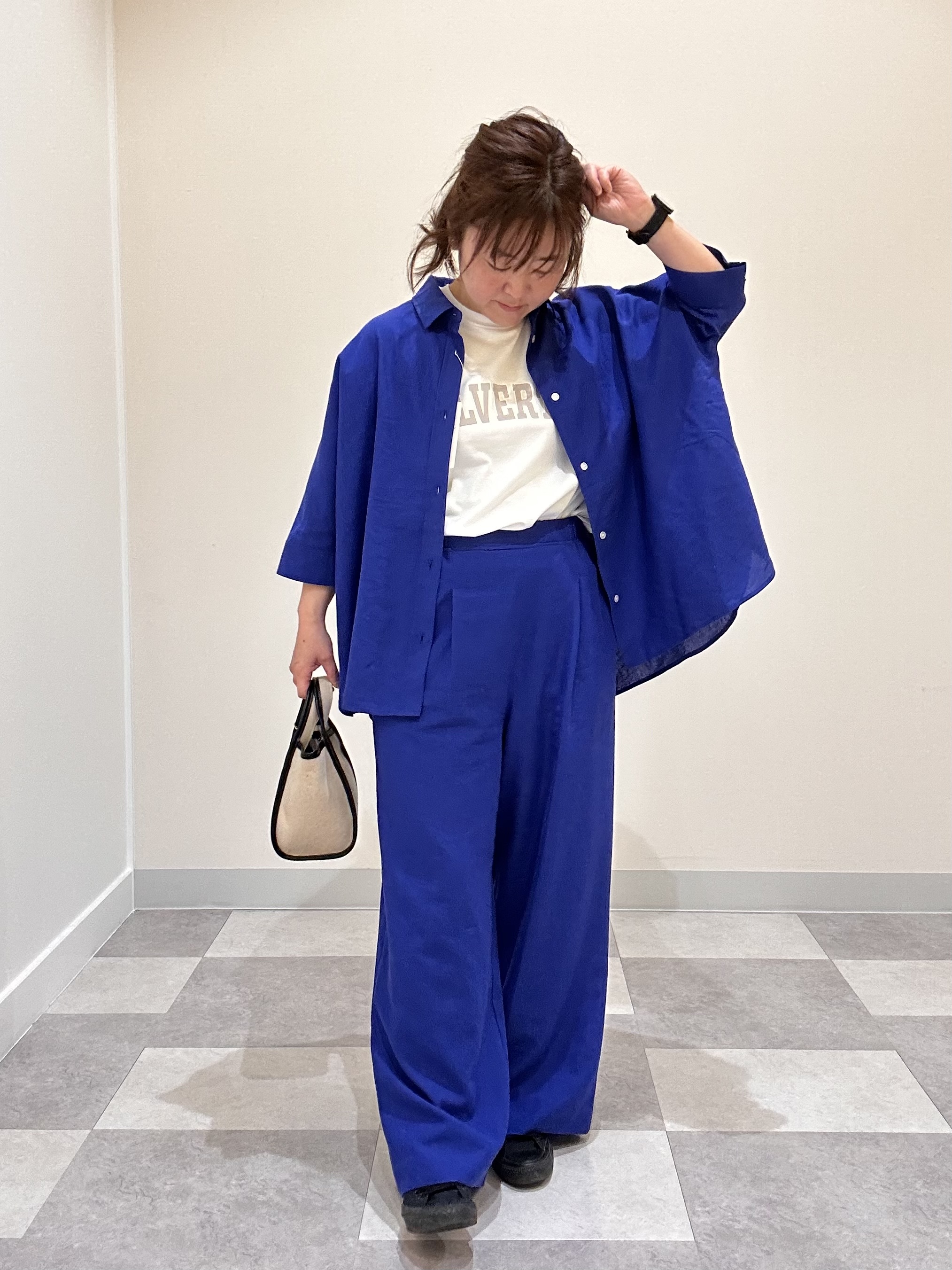 Aiさんの「Dessin｜【セットアップ可/洗える】リネンブレンドドルマンシャツ」を使ったコーディネート