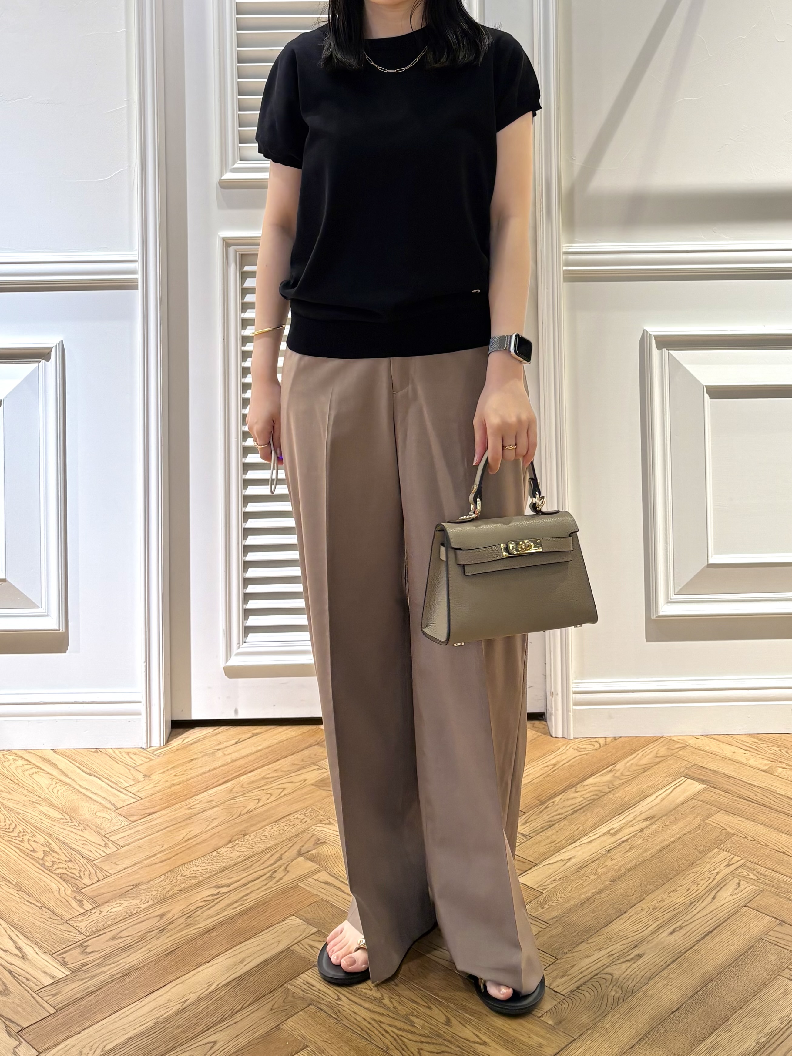 cocoさんの「DRESSTERIOR｜【ウォッシャブル】コットンシルクフレンチスリーブニット」を使ったコーディネート