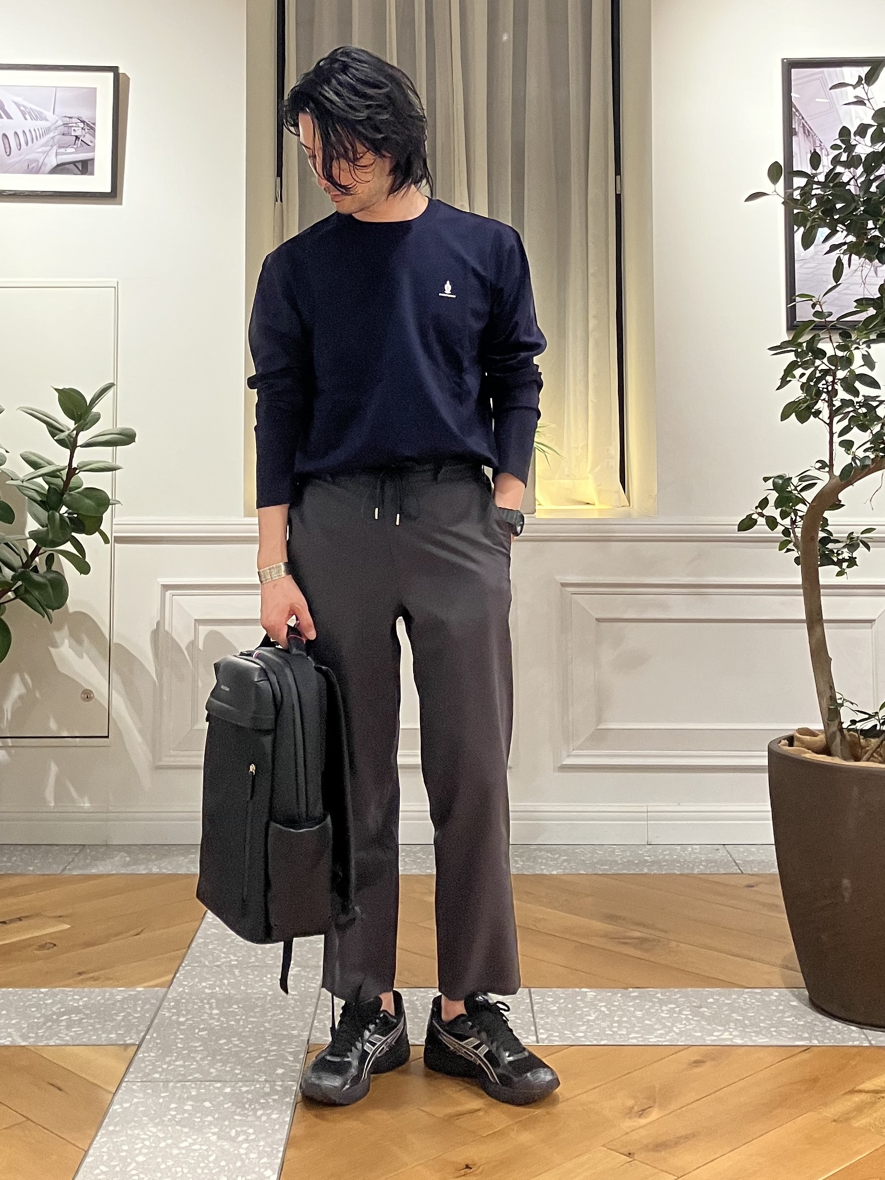 junyaさんの「DRESSTERIOR｜【接触冷感/UVカット/抗菌防臭/しわ防止】クールデオドラント ロングTシャツ」を使ったコーディネート
