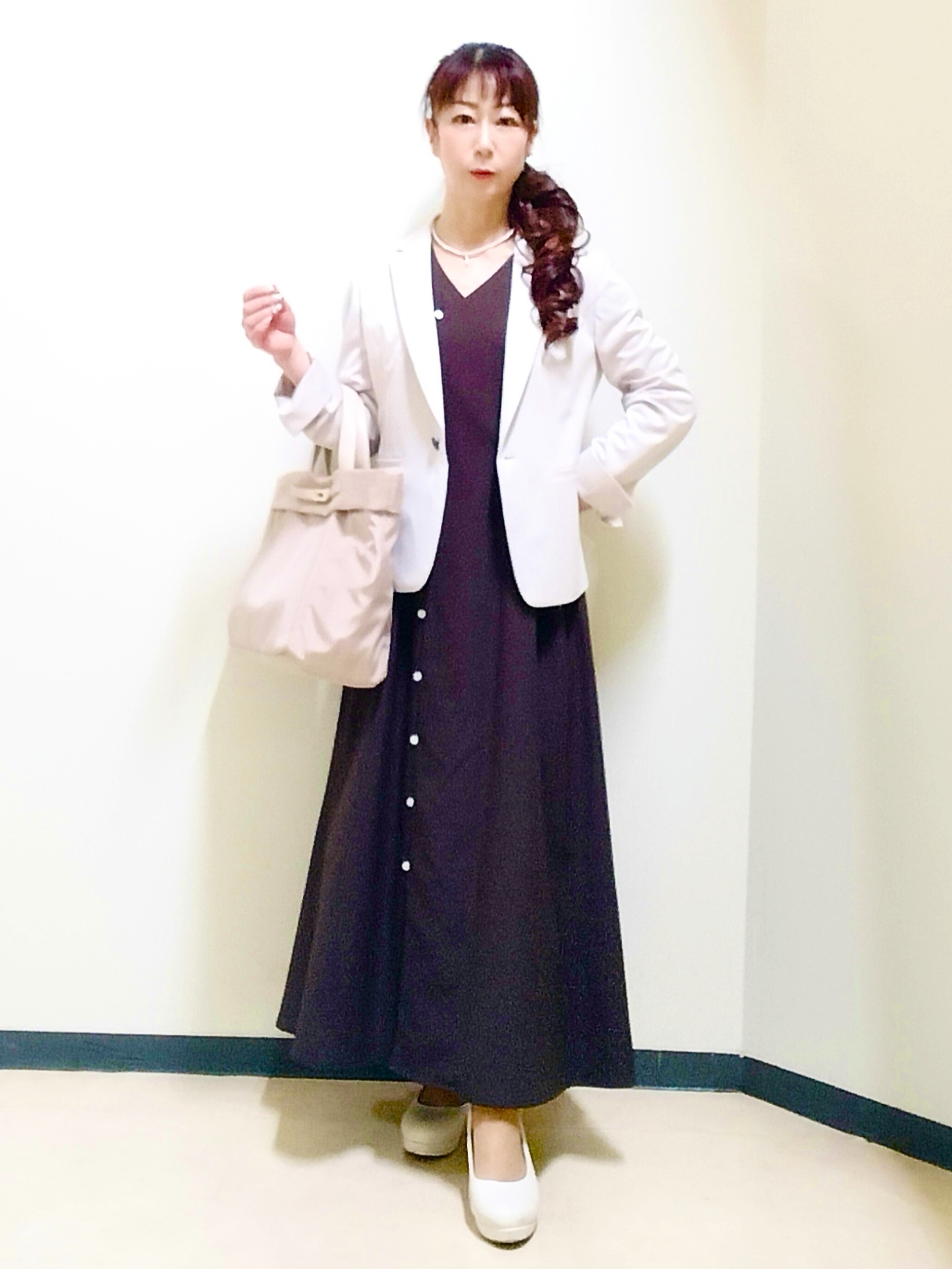 花さんの「Reflect｜【通気性あり／涼しい／マシンウォッシャブル】フロントボタンワンピース」を使ったコーディネート