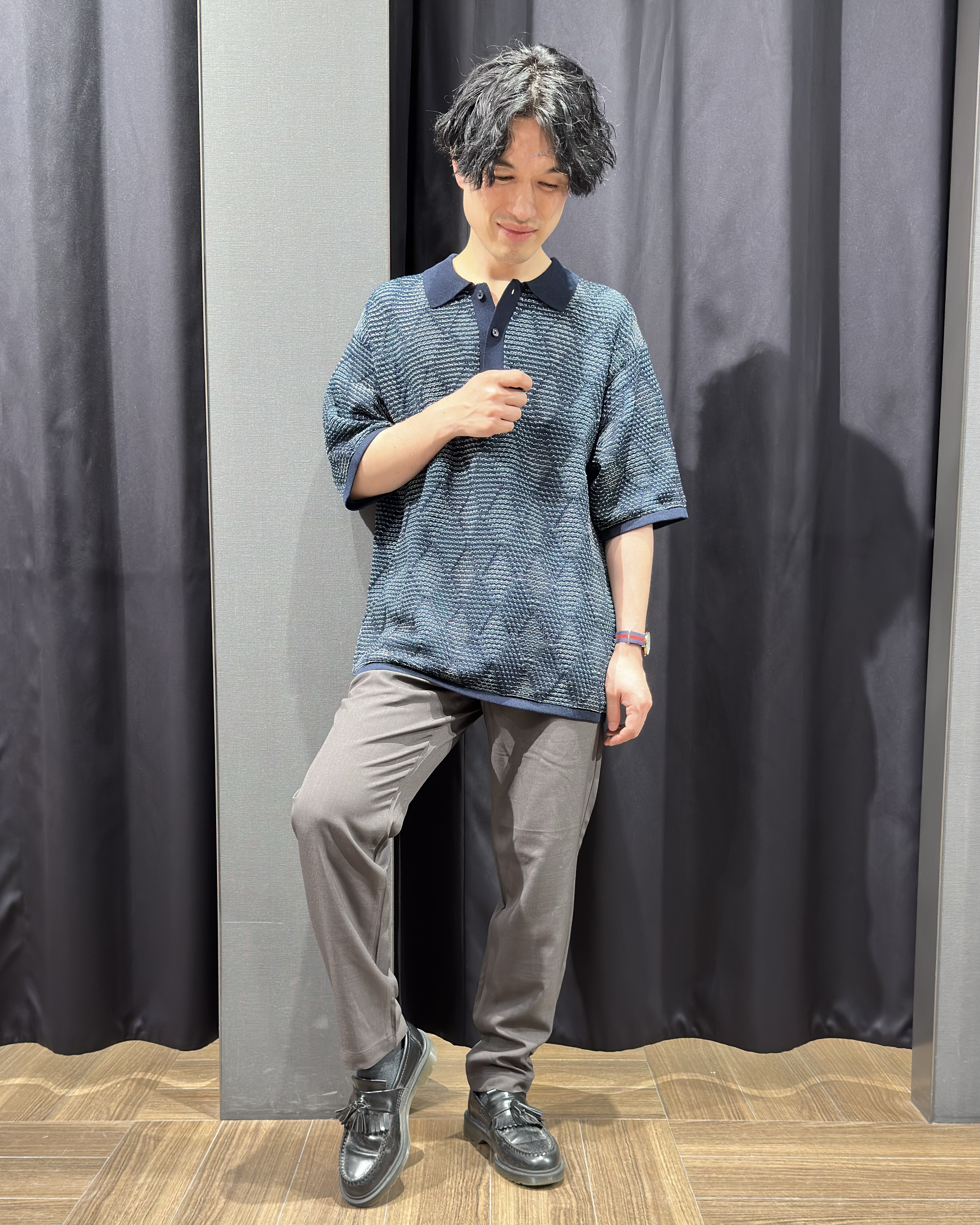 tomoyaさんの「THE SHOP TK｜【主張しすぎない配色バランス】アーガイルメッシュポロ半袖Tシャツ 洗濯機OK」を使ったコーディネート