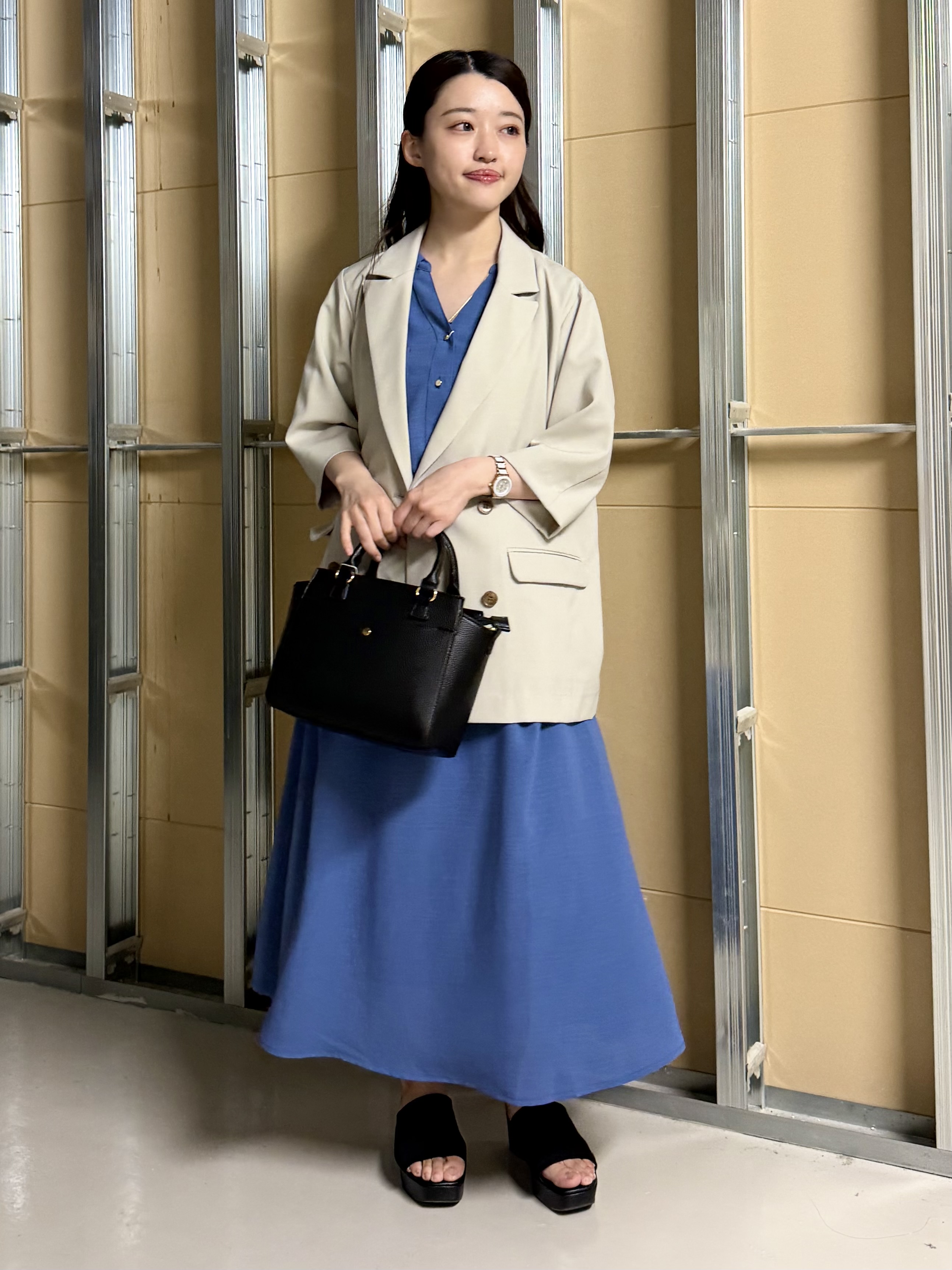 sahoさんの「THE SHOP TK｜【セットアップ可】麻調ダブルブレスト 6分袖ジャケット」を使ったコーディネート