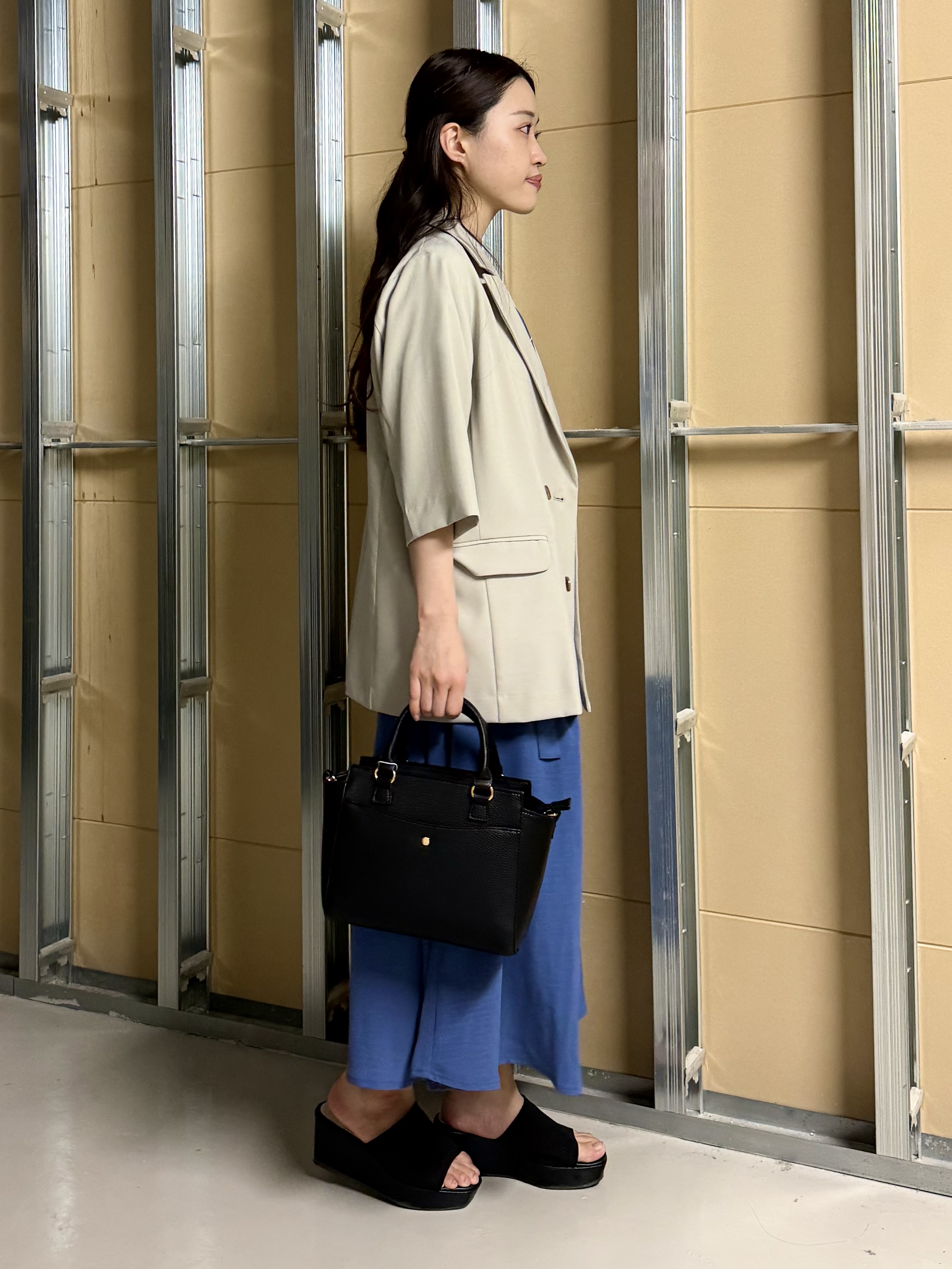 sahoさんの「THE SHOP TK｜【セットアップ可】麻調ダブルブレスト 6分袖ジャケット」を使ったコーディネート