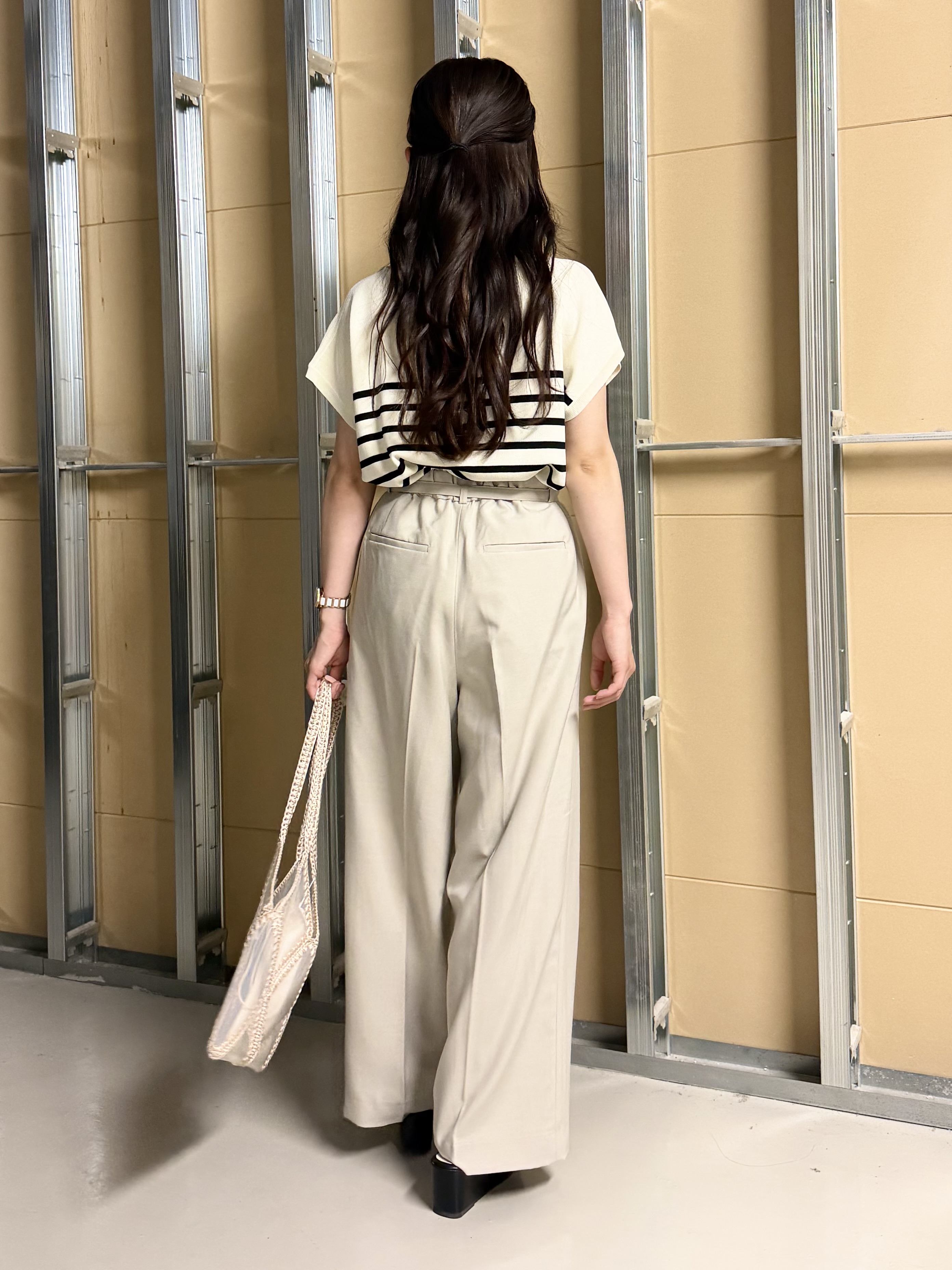 sahoさんの「THE SHOP TK｜【S-XL/ひんやりタッチ】多機能フレンチスリーブニット 洗濯機OK/UVケア/毛玉になりにくい」を使ったコーディネート