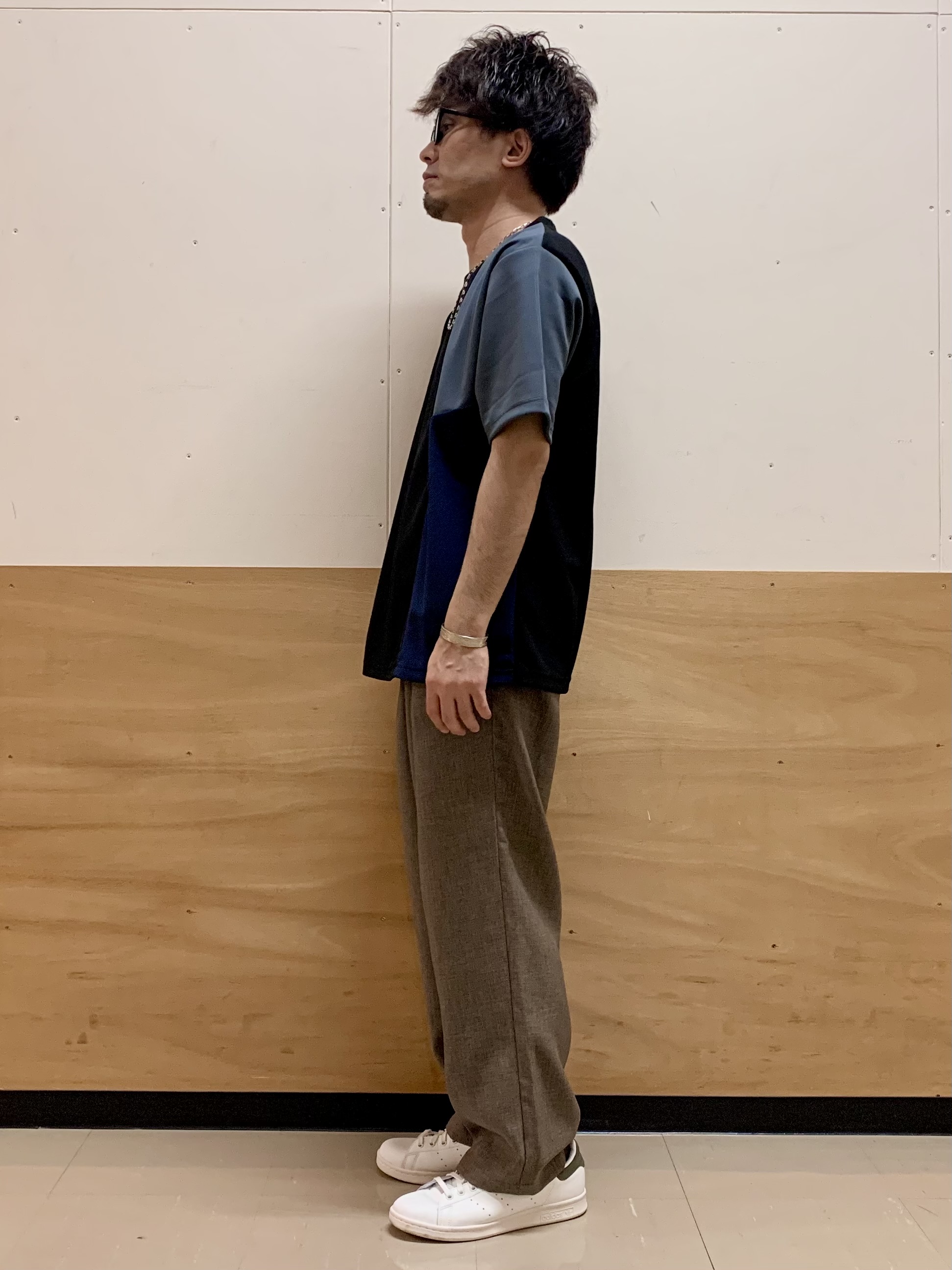 MATUさんの「THE SHOP TK｜【一枚で着映える】パターンブロッキング 半袖Tシャツ 洗濯機OK」を使ったコーディネート