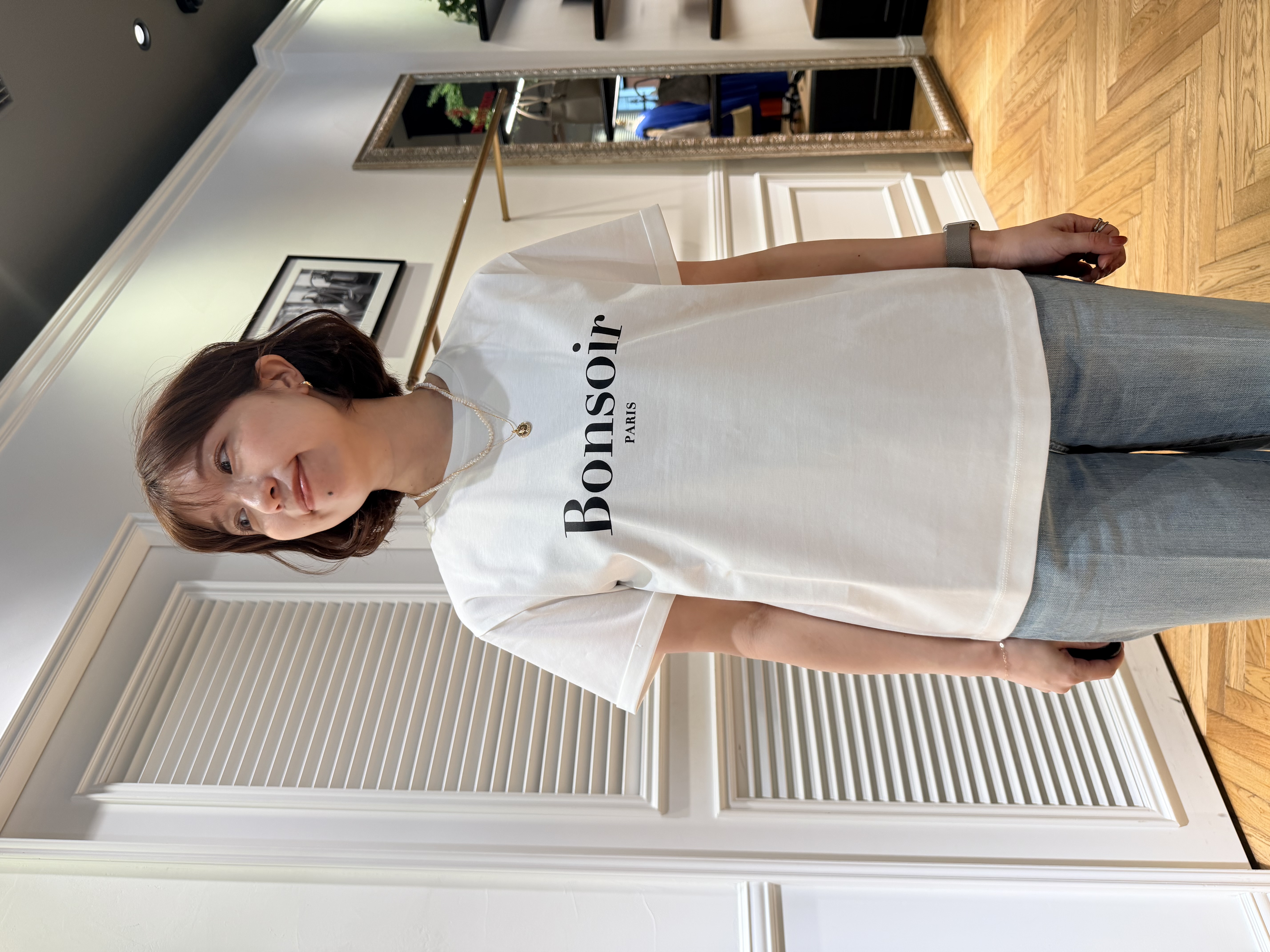 つじ まこさんの「DRESSTERIOR｜【晴雨兼用/UVカット】オーバーラップサークル 折りたたみ傘」を使ったコーディネート