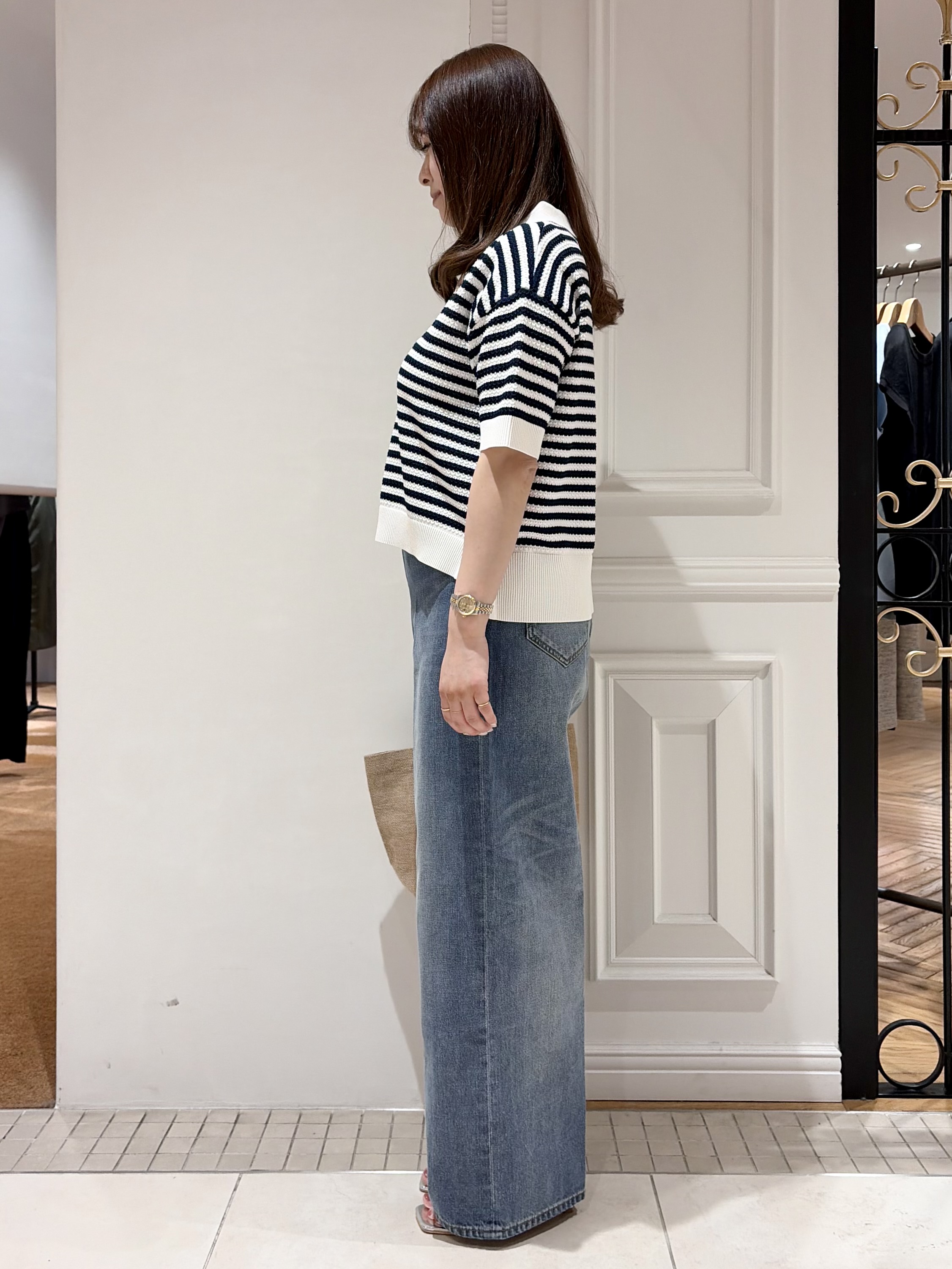 minowaさんの「DRESSTERIOR｜ウォッシャブルスキッパークロップドニット」を使ったコーディネート