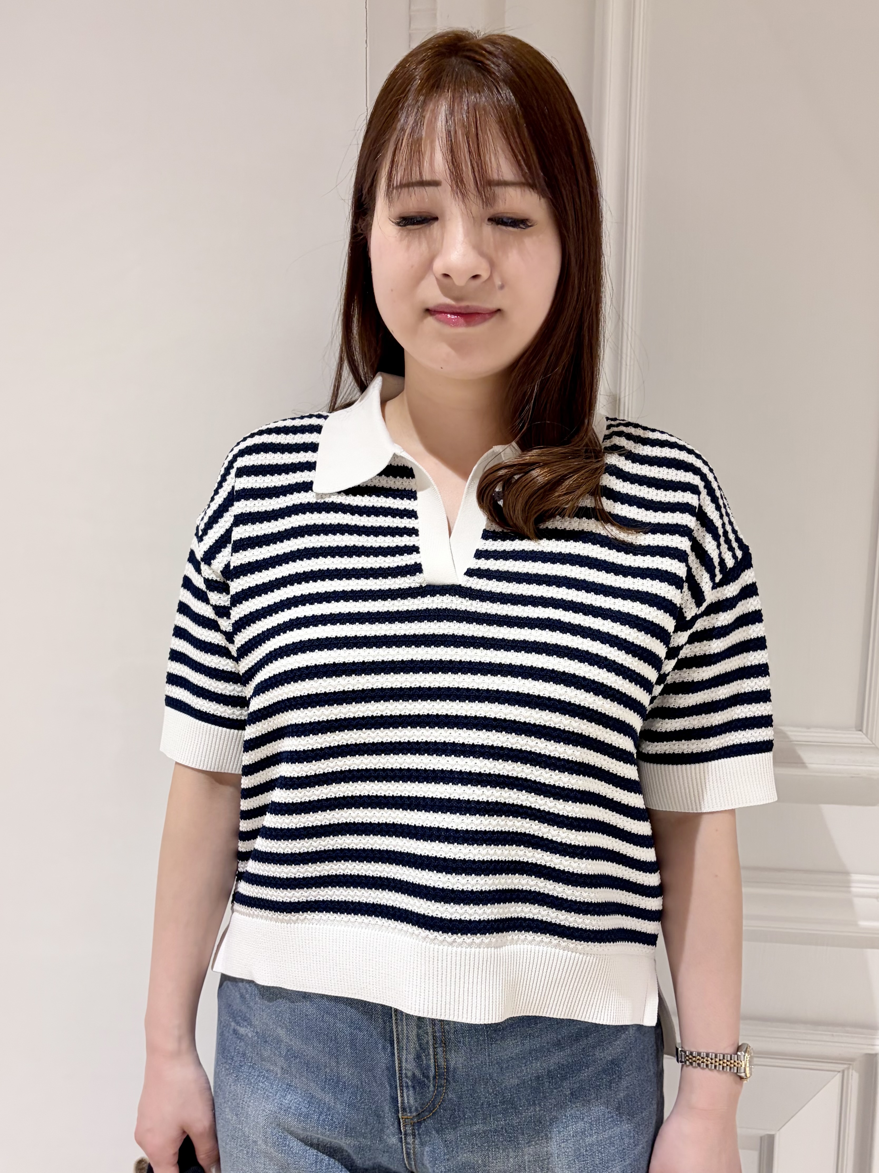 minowaさんの「DRESSTERIOR｜ウォッシャブルスキッパークロップドニット」を使ったコーディネート