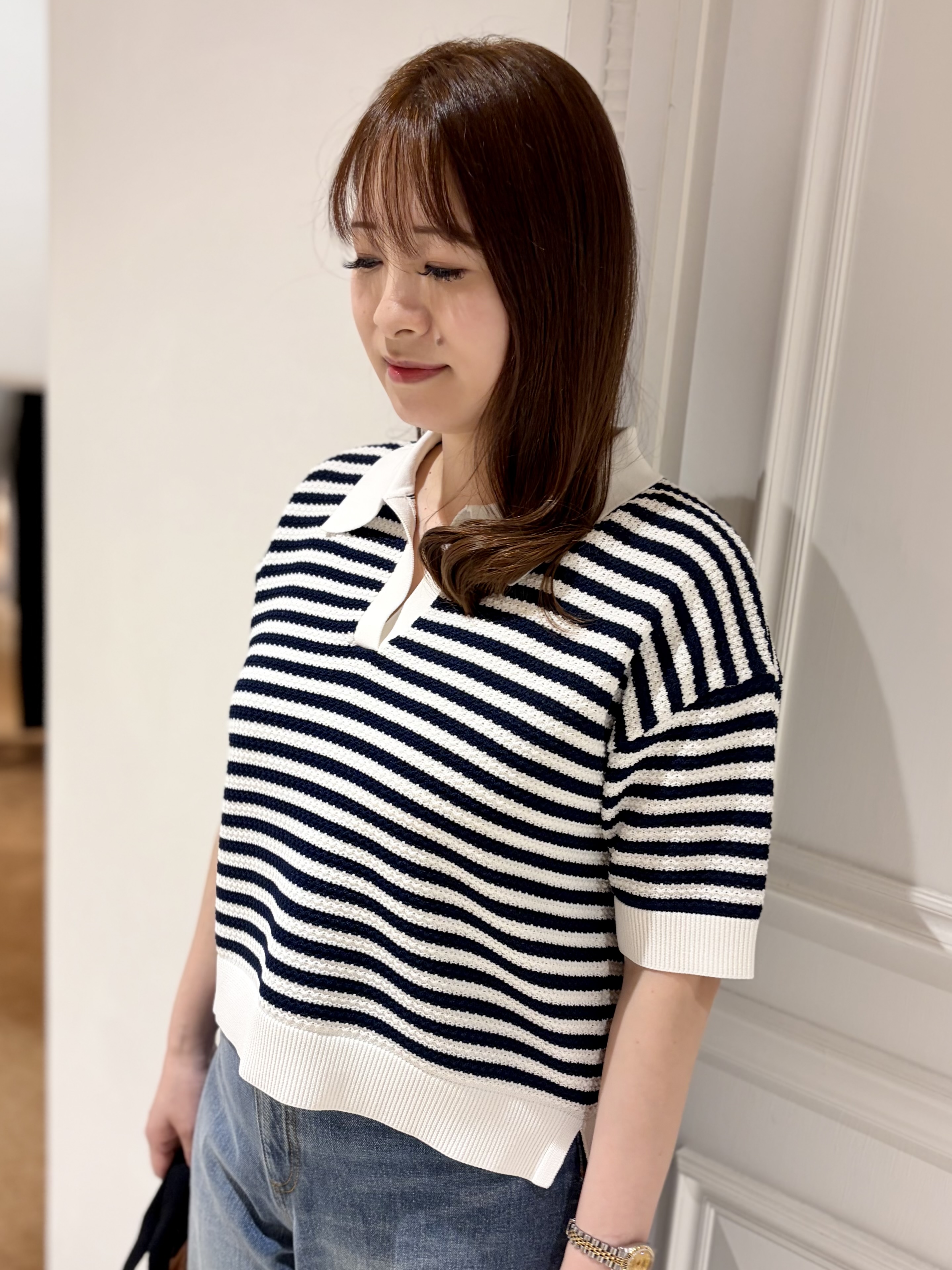 minowaさんの「DRESSTERIOR｜ウォッシャブルスキッパークロップドニット」を使ったコーディネート