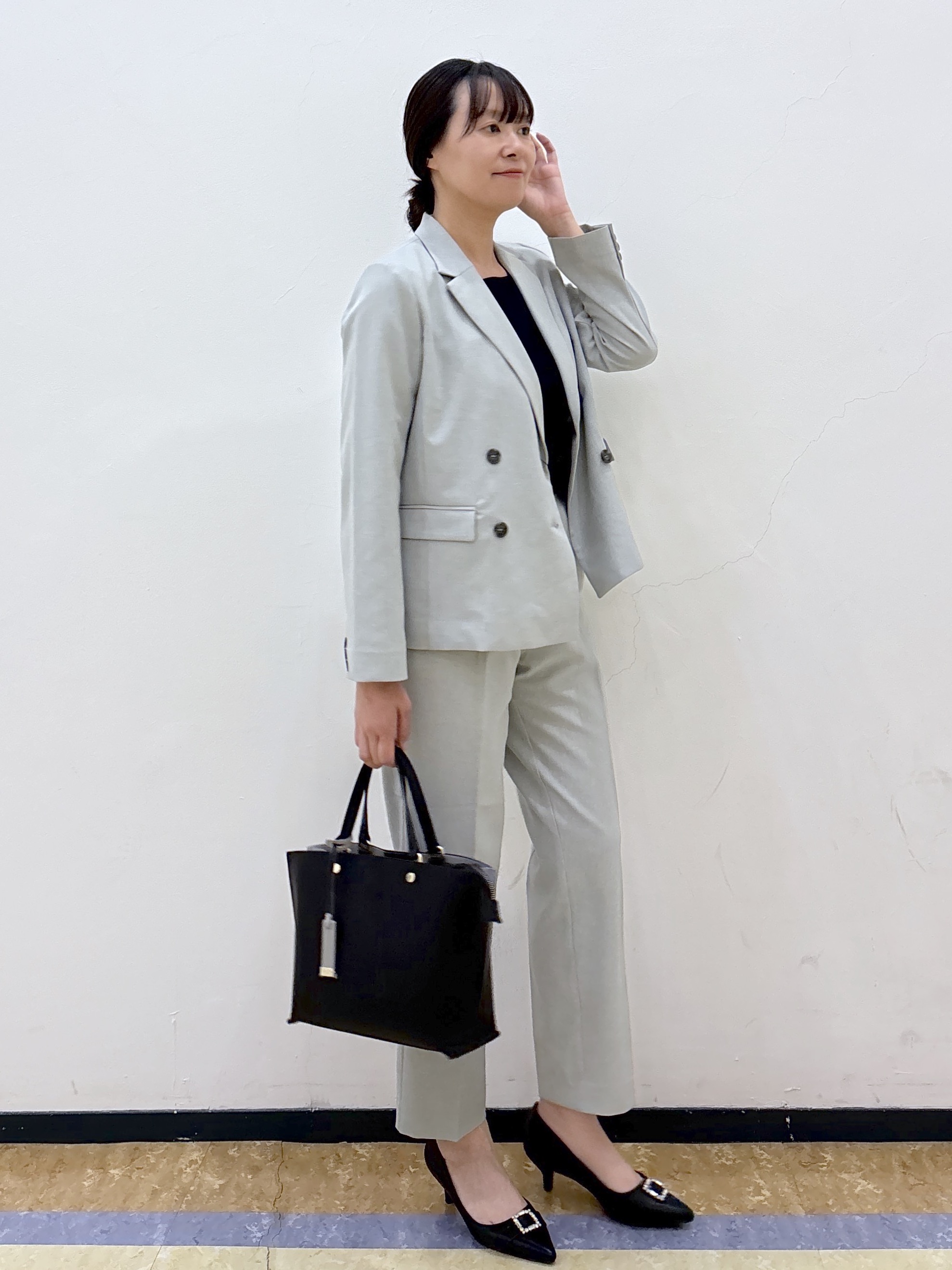 akariさんの「index｜ダブルブレストジャケット／セットアップ対応可【洗える／接触冷感／吸水速乾／防シワ／ストレッチ】」を使ったコーディネート