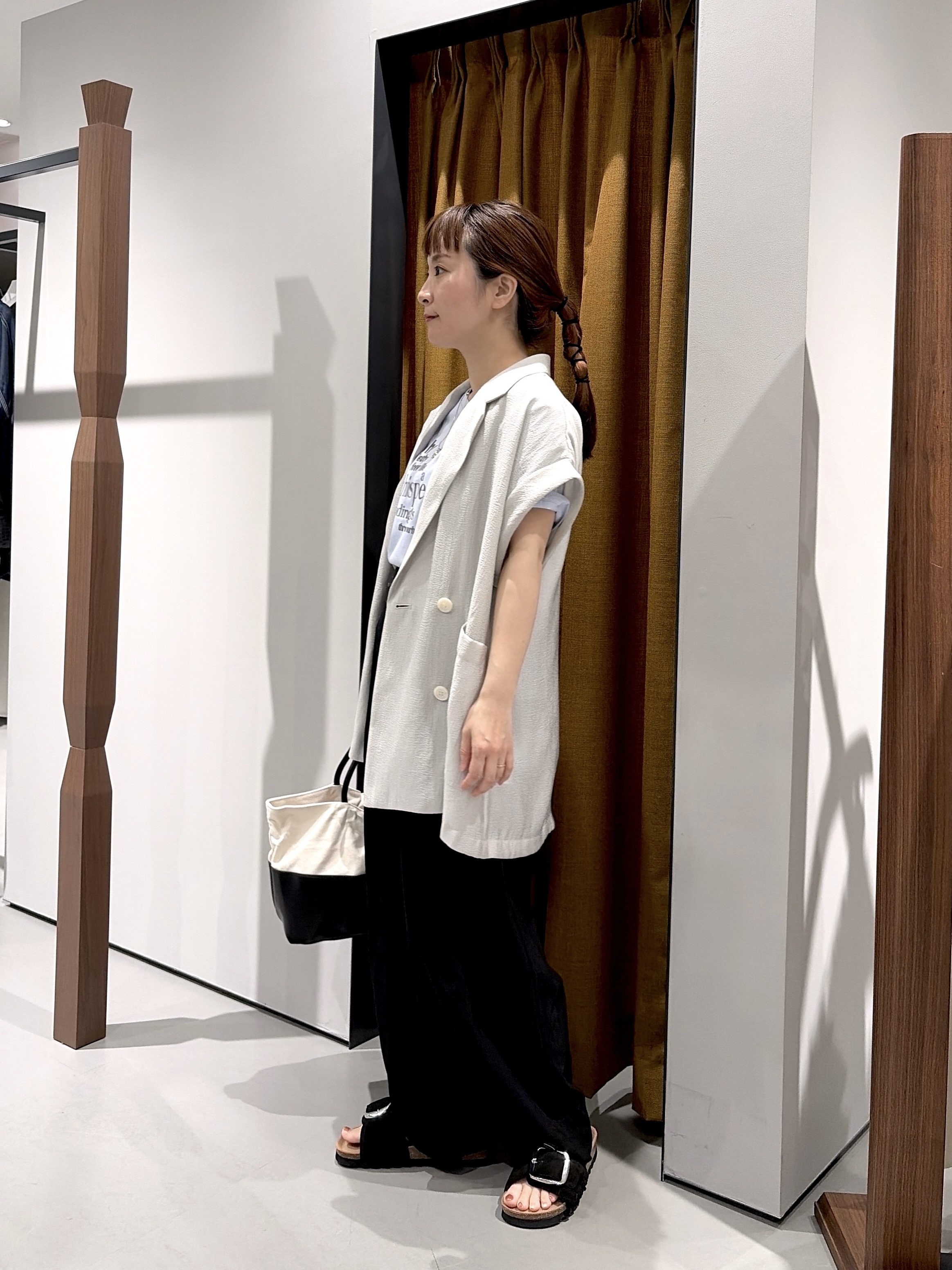 よねさんの「INDIVI｜ワッシャーシアーダブルジャケット」を使ったコーディネート