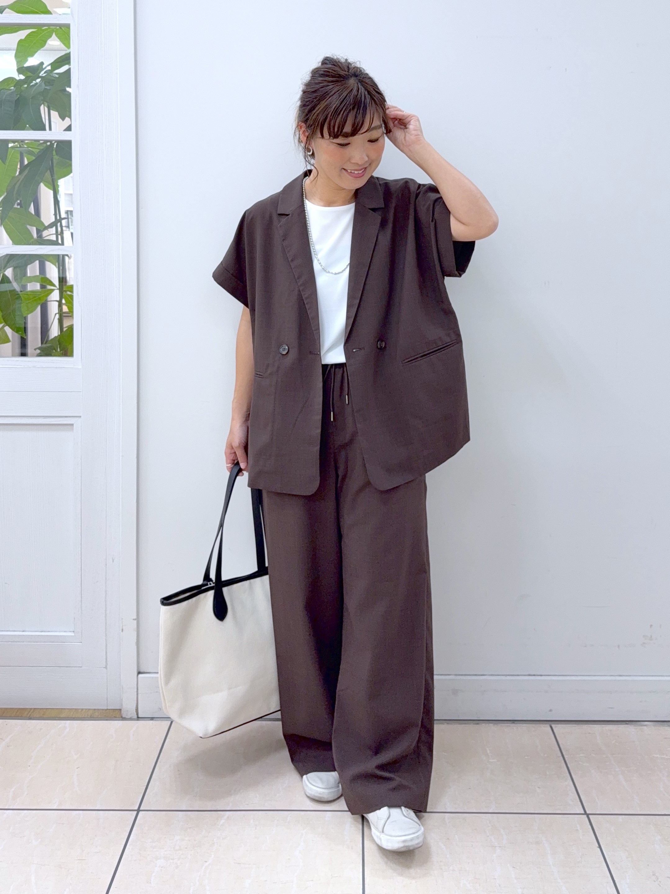 Osawaさんの「Dessin｜【接触冷感/セットアップ可】ハーフスリーブジャケット」を使ったコーディネート