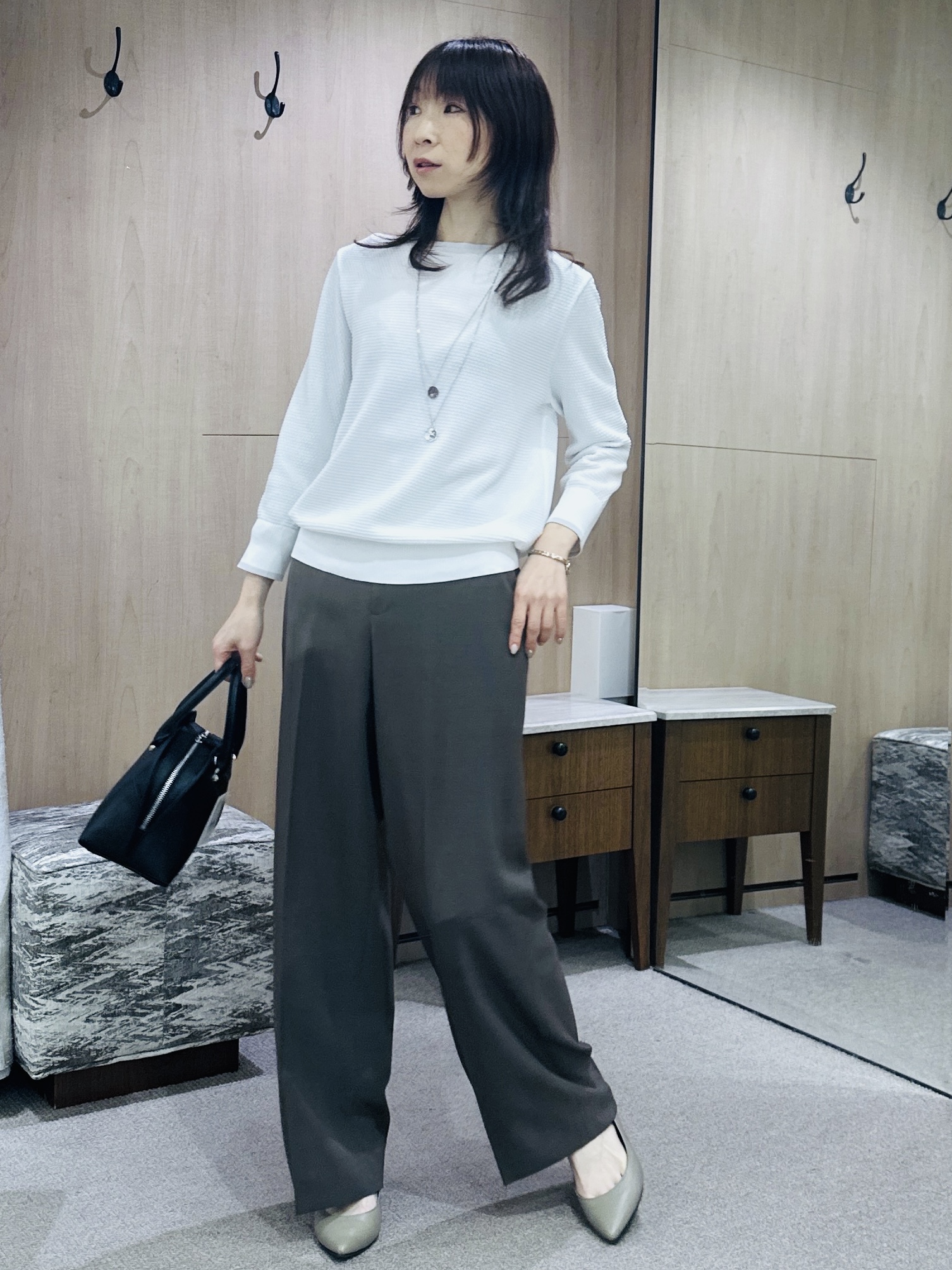 Miwaさんの「UNTITLED｜【アンサンブル可/洗える】配色ハイゲージニットトップス」を使ったコーディネート