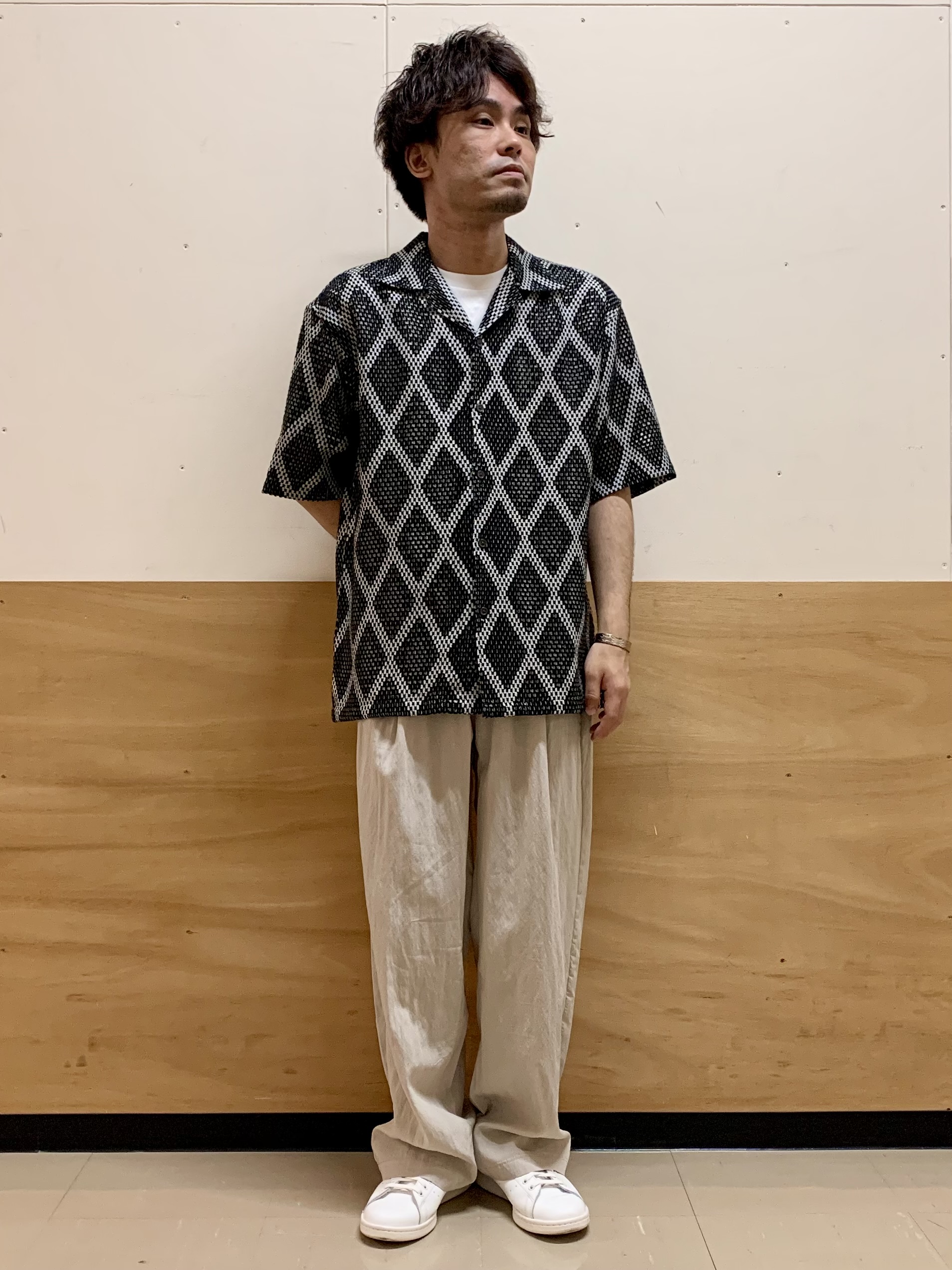 MATUさんの「THE SHOP TK｜アーガイル柄 レース半袖シャツ 洗濯機OK」を使ったコーディネート