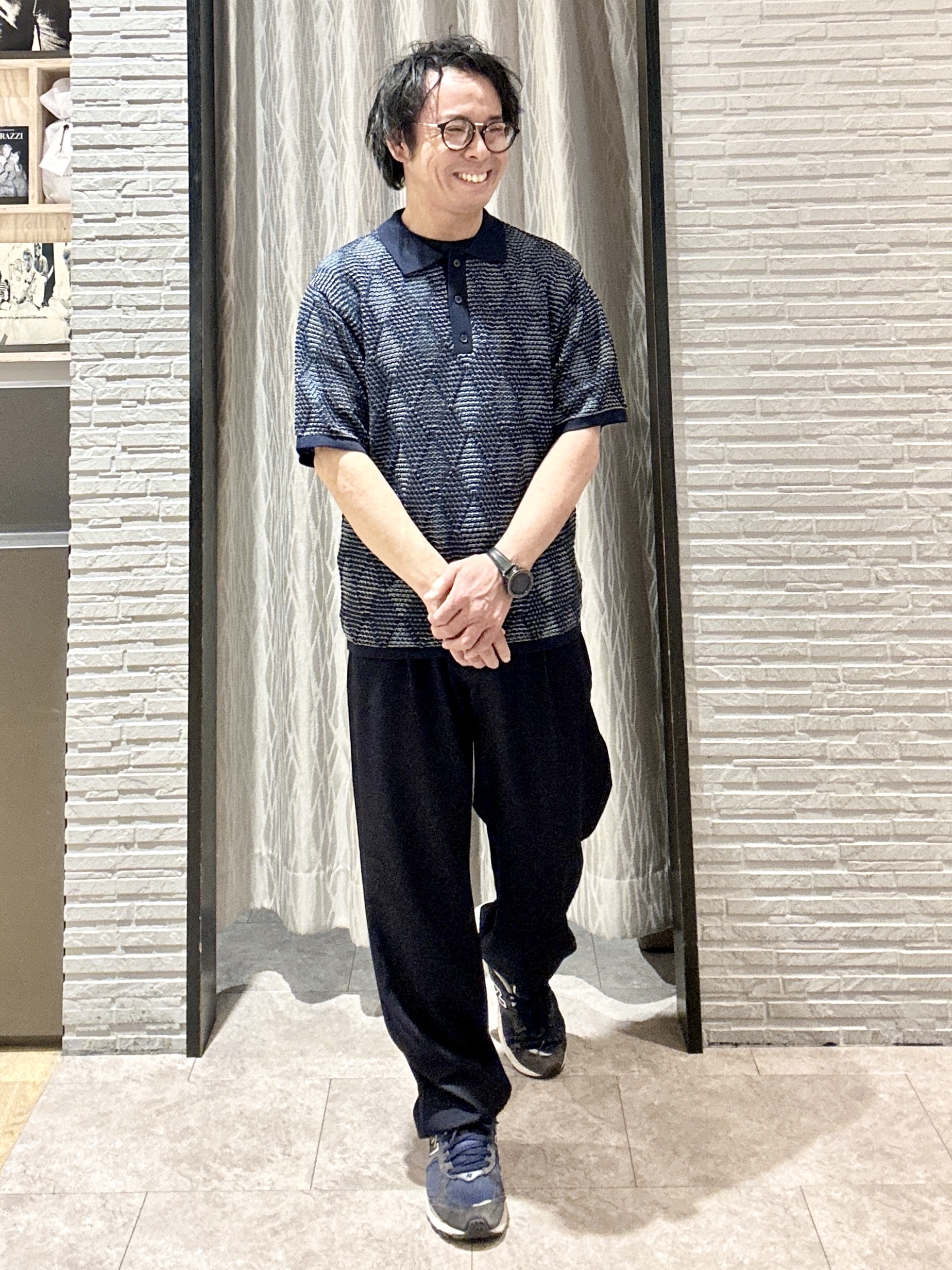 KENJI Iさんの「THE SHOP TK｜【主張しすぎない配色バランス】アーガイルメッシュポロ半袖Tシャツ 洗濯機OK」を使ったコーディネート