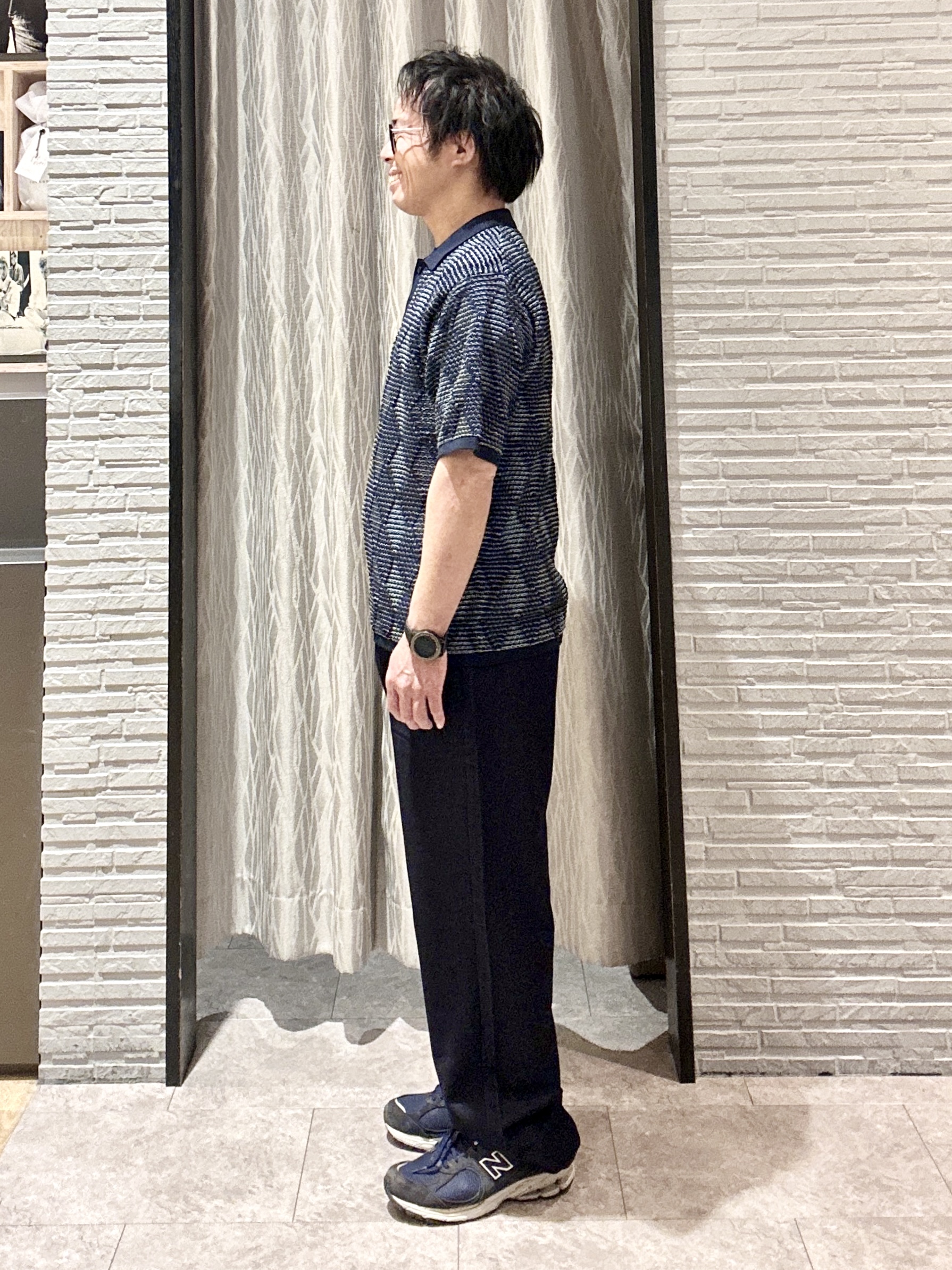 KENJI Iさんの「THE SHOP TK｜【主張しすぎない配色バランス】アーガイルメッシュポロ半袖Tシャツ 洗濯機OK」を使ったコーディネート
