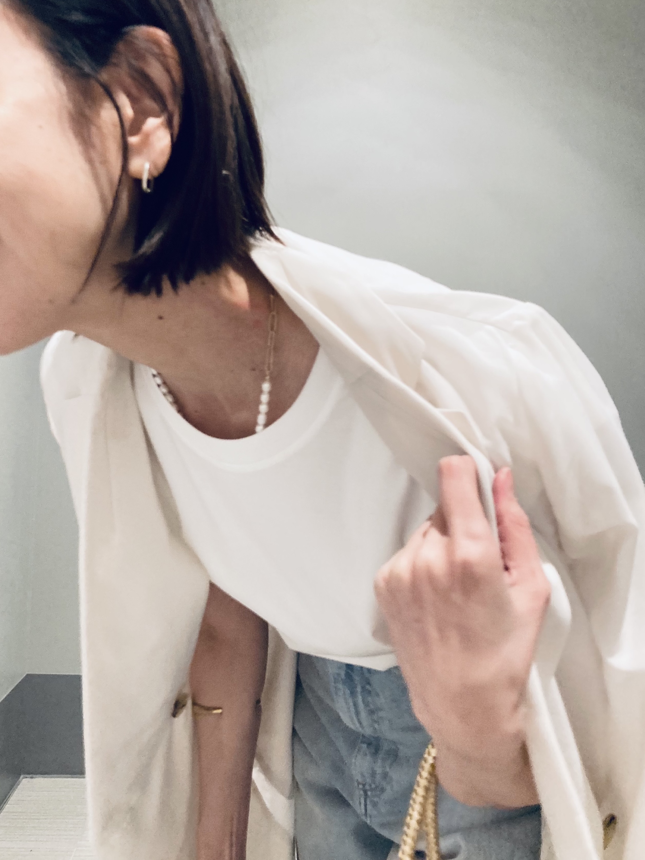 Furuさんの「DRESSTERIOR｜【接触冷感／抗菌防臭／消臭】アイスクリアコットンフレンチスリーブT」を使ったコーディネート