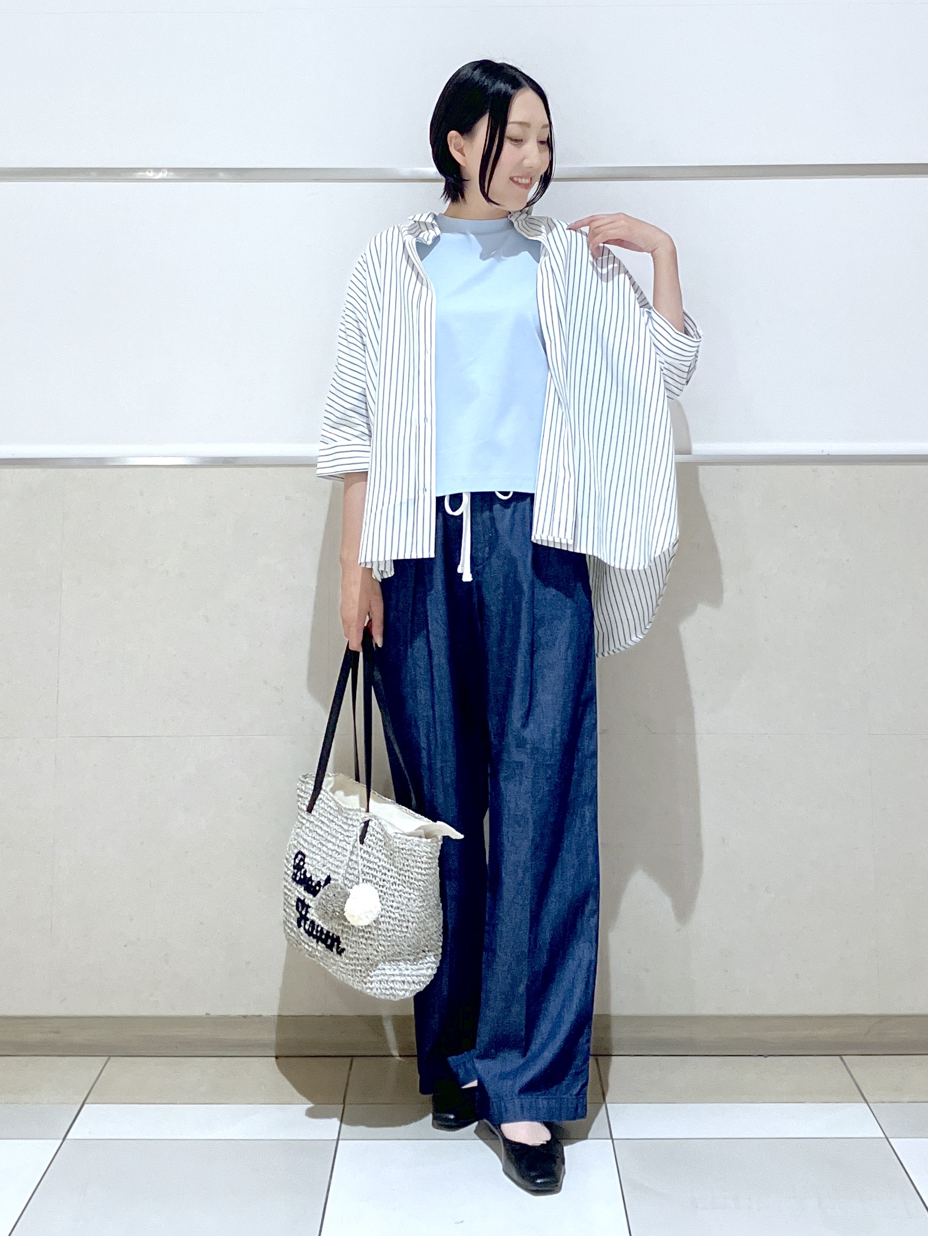 eriko さんの「Dessin｜【新色追加/体型カバー】美光沢カットソーボクシーシルエット」を使ったコーディネート