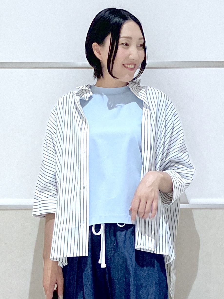 eriko さんの「Dessin｜【新色追加/体型カバー】美光沢カットソーボクシーシルエット」を使ったコーディネート