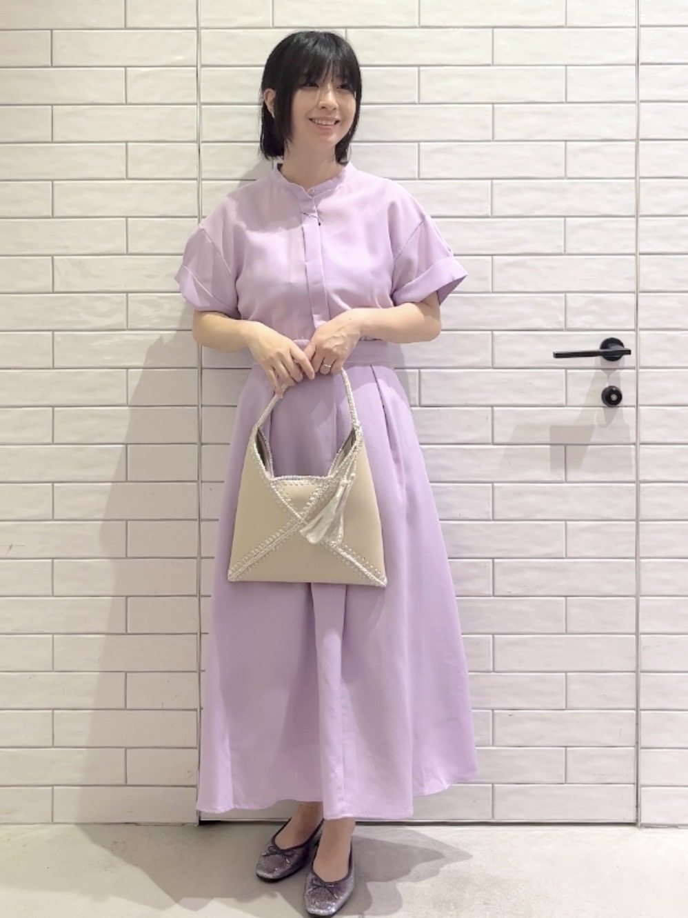 しおりさんの「OPAQUE.CLIP｜【接触冷感／吸水速乾】リネンライク シャツワンピース《洗濯機OK》」を使ったコーディネート