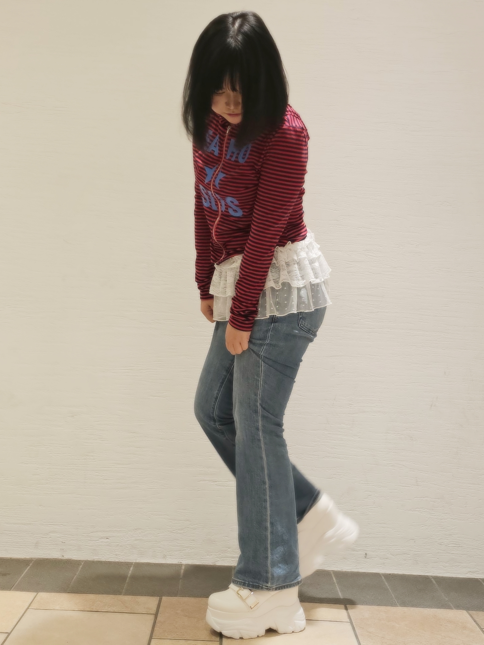 ayaneさんの「ESPERANZA｜ベルテッド厚底スニーカー」を使ったコーディネート