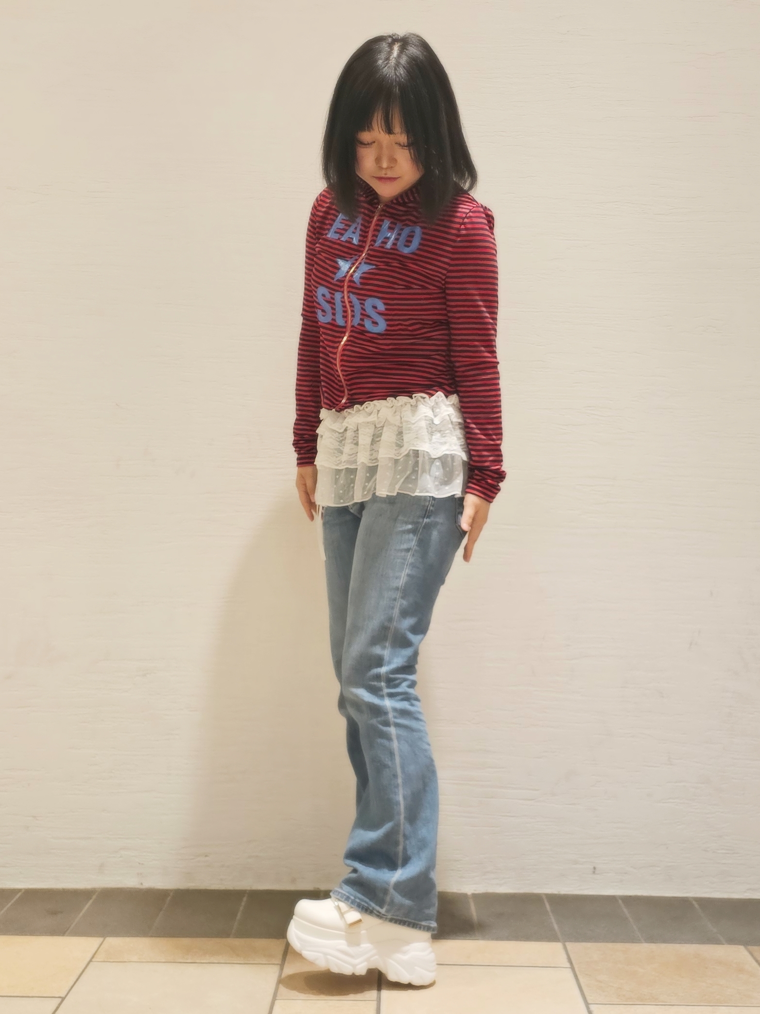 ayaneさんの「ESPERANZA｜ベルテッド厚底スニーカー」を使ったコーディネート