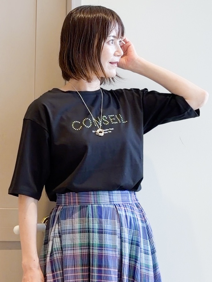 yamakoさんの「grove｜【UVカット/接触冷感】プリントアソート5分袖Tシャツ」を使ったコーディネート
