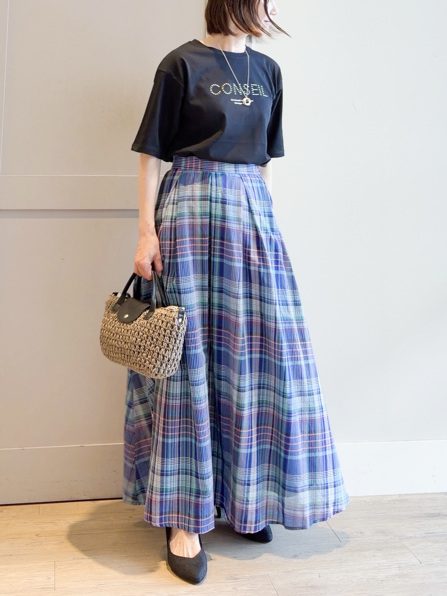 yamakoさんの「grove｜【UVカット/接触冷感】プリントアソート5分袖Tシャツ」を使ったコーディネート
