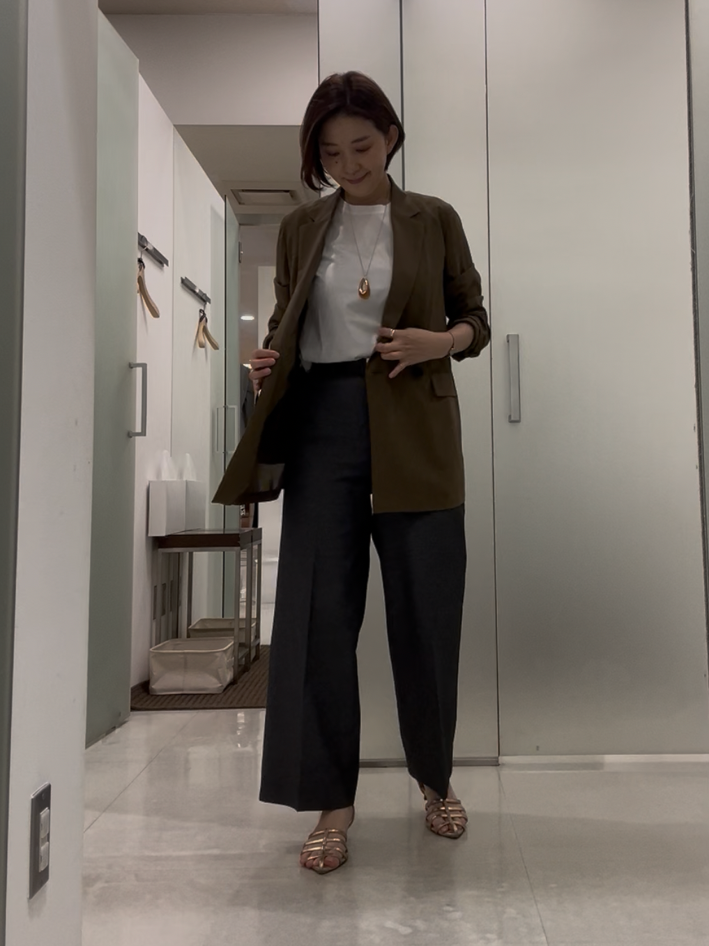 まどかさんの「UNTITLED｜【セットアップ可/接触冷感/通気性】ドライシアーダブルジャケット」を使ったコーディネート