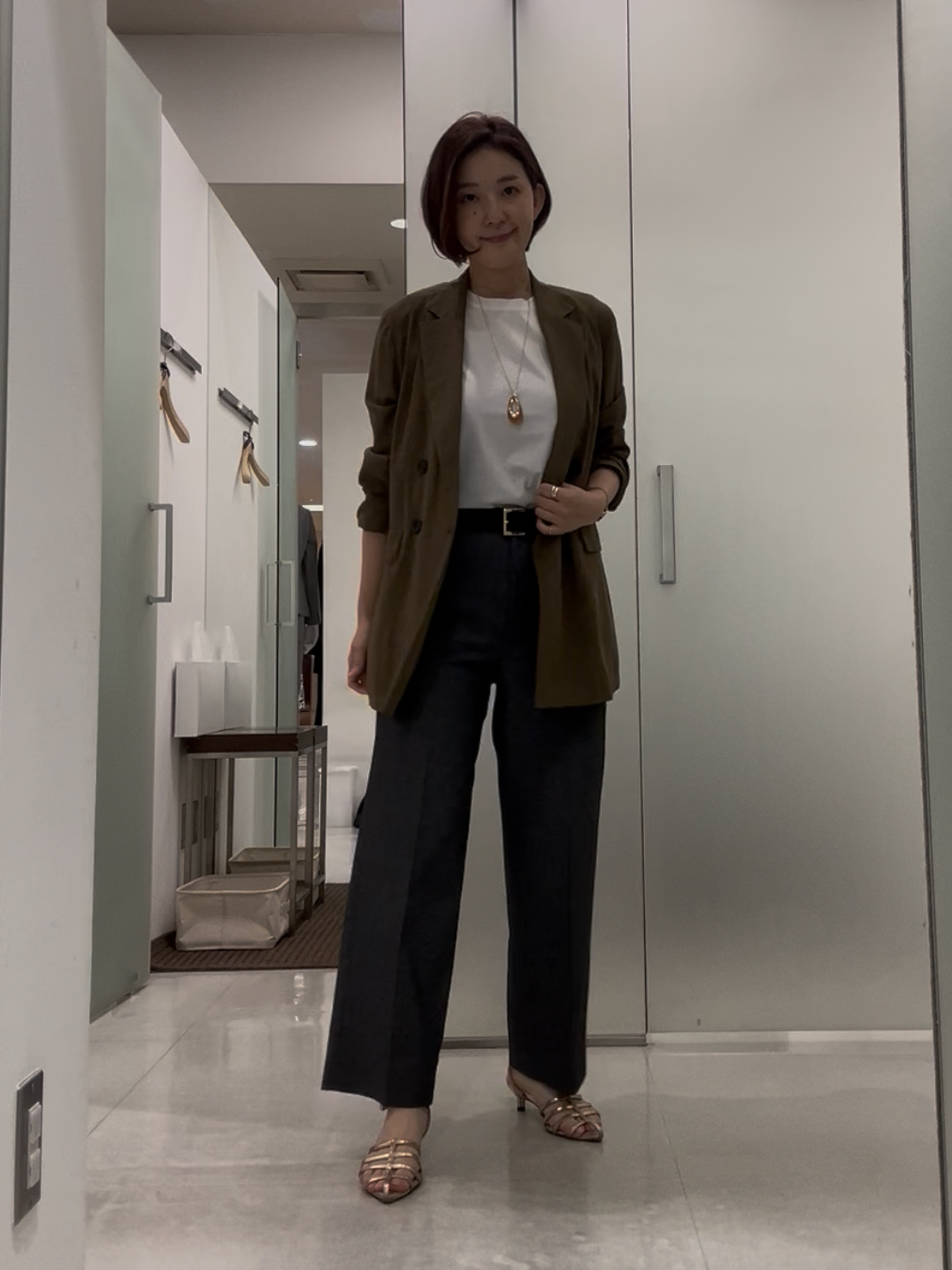 まどかさんの「UNTITLED｜【セットアップ可/接触冷感/通気性】ドライシアーダブルジャケット」を使ったコーディネート