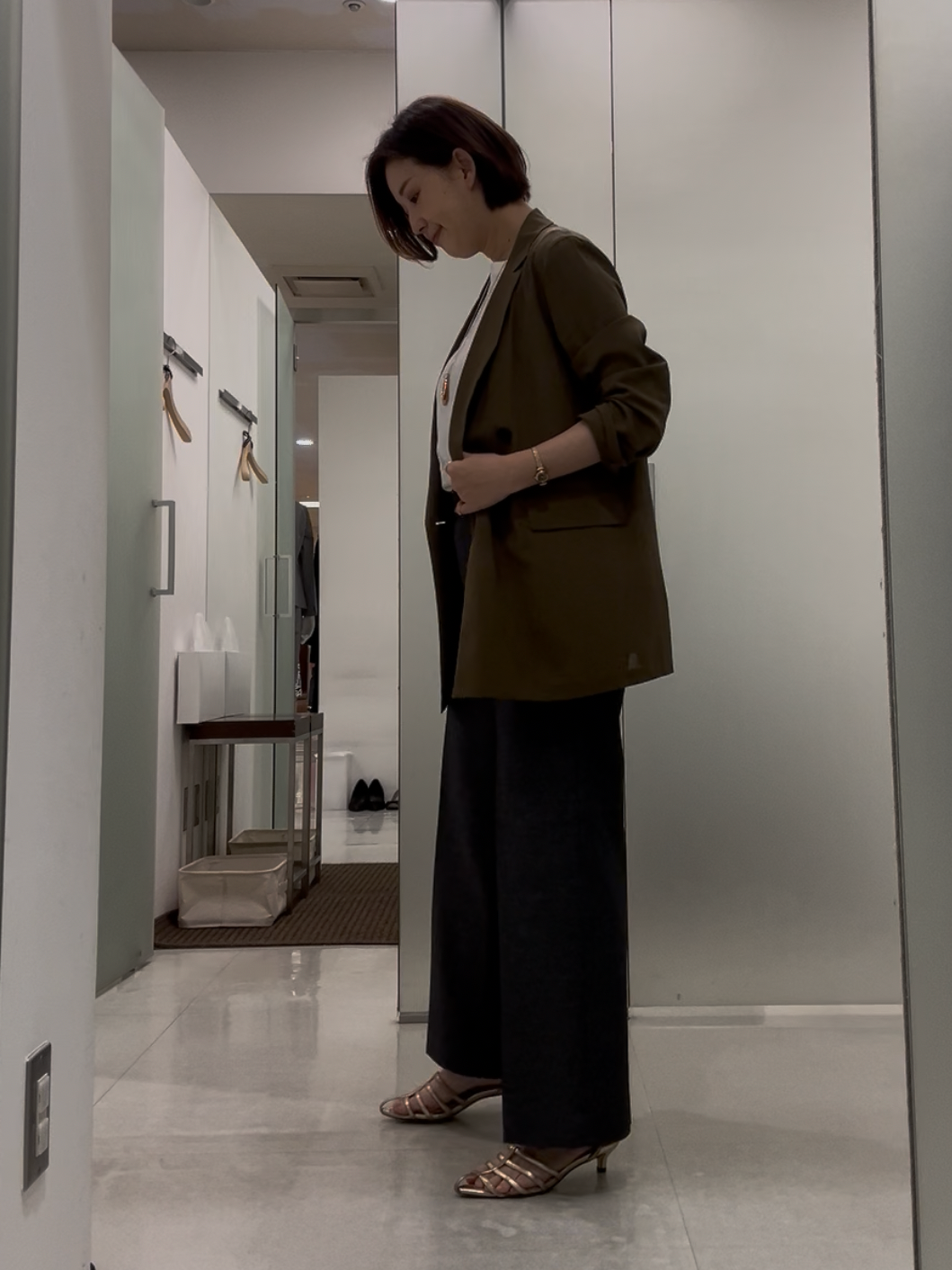まどかさんの「UNTITLED｜【セットアップ可/接触冷感/通気性】ドライシアーダブルジャケット」を使ったコーディネート