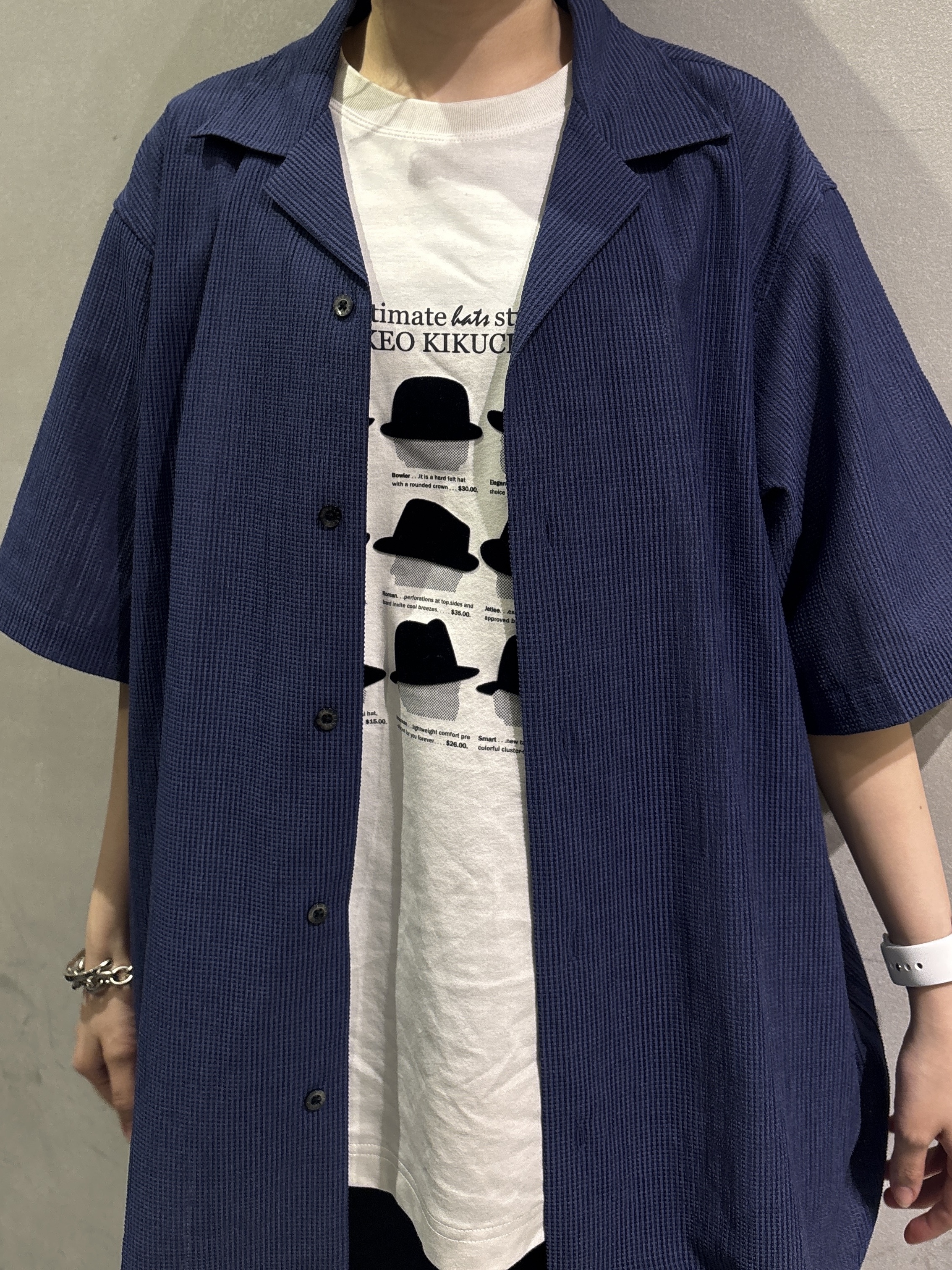 ウララさんの「TAKEO KIKUCHI｜【通気性】トリコットサッカー オープンカラー シャツ」を使ったコーディネート