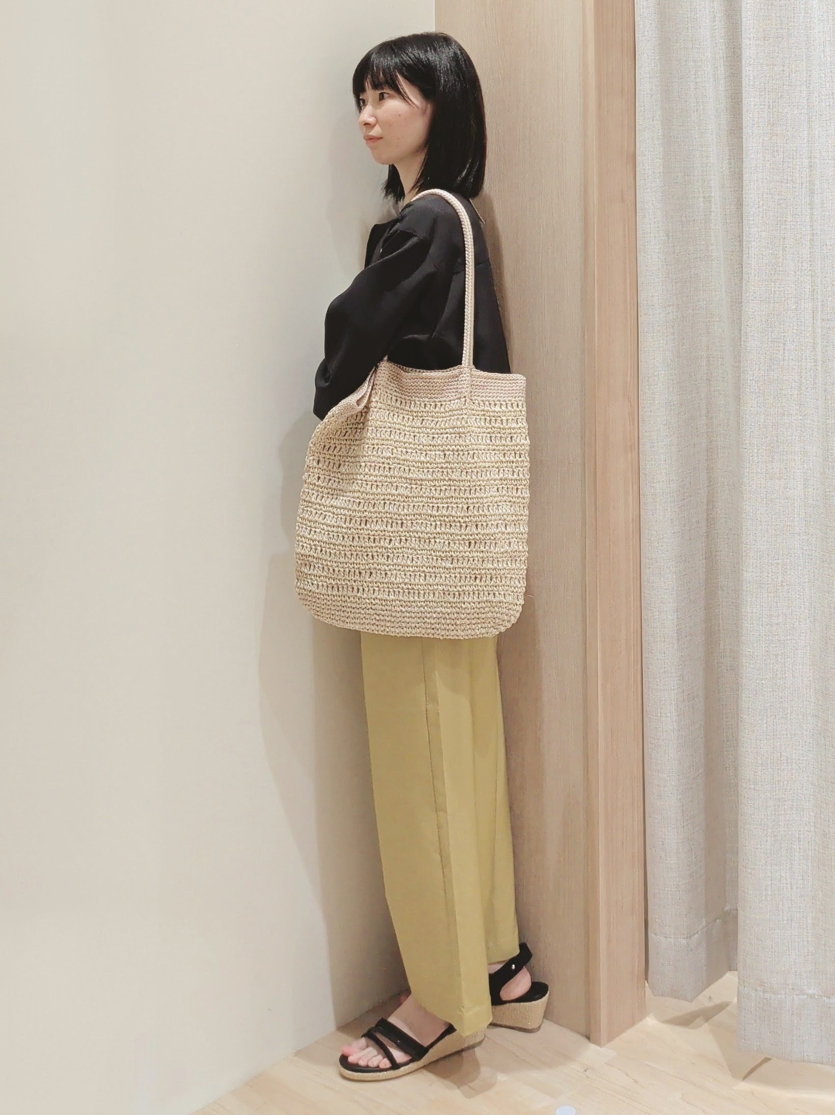 Yuiさんの「grove｜【貴島明日香さん着用・洗える】麻調ノーカラーブルゾン」を使ったコーディネート