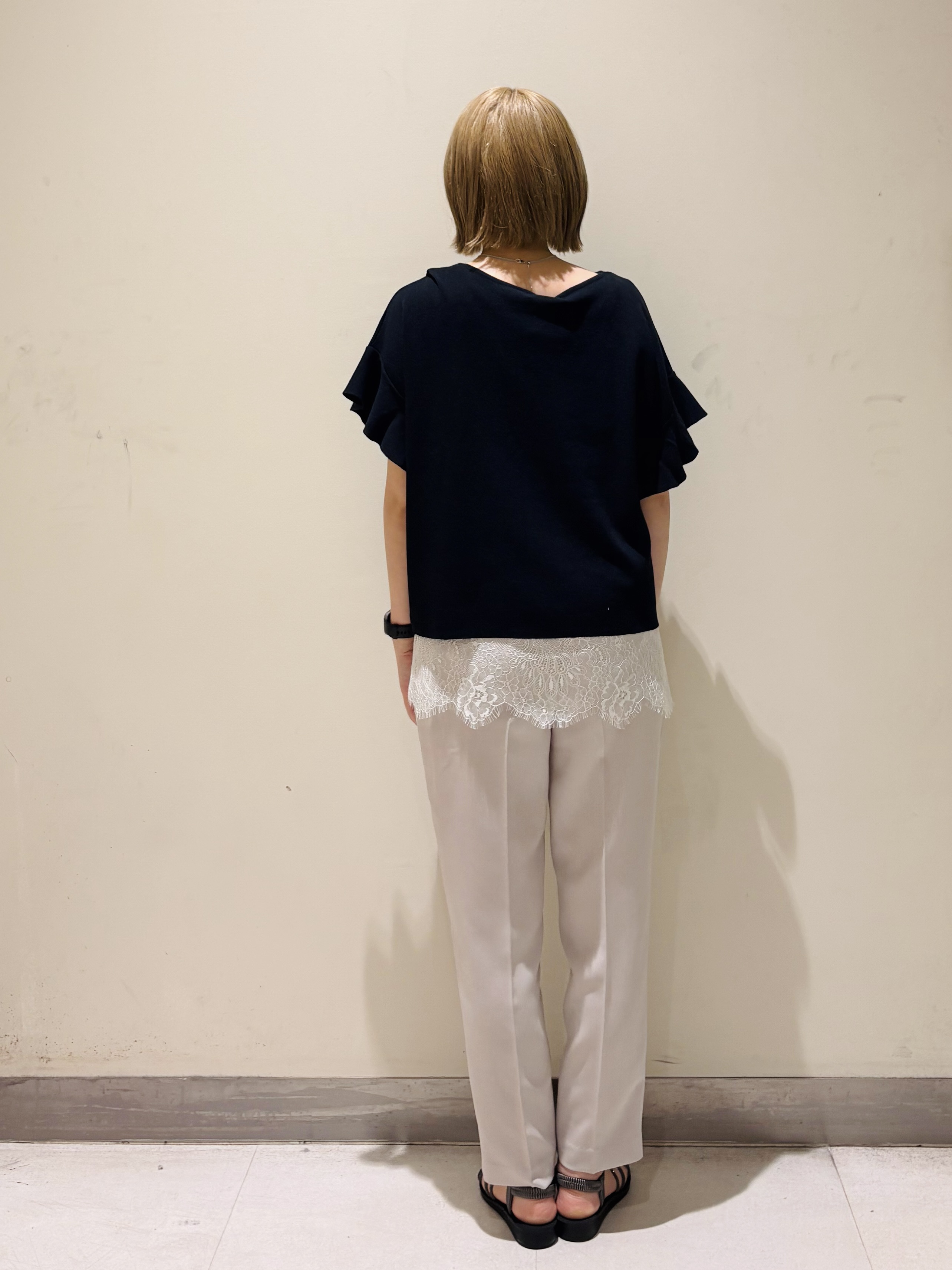 みきちぃさんの「OPAQUE.CLIP｜【UV／遮熱性】フリルスリーブニット《7col／洗濯機OK》」を使ったコーディネート