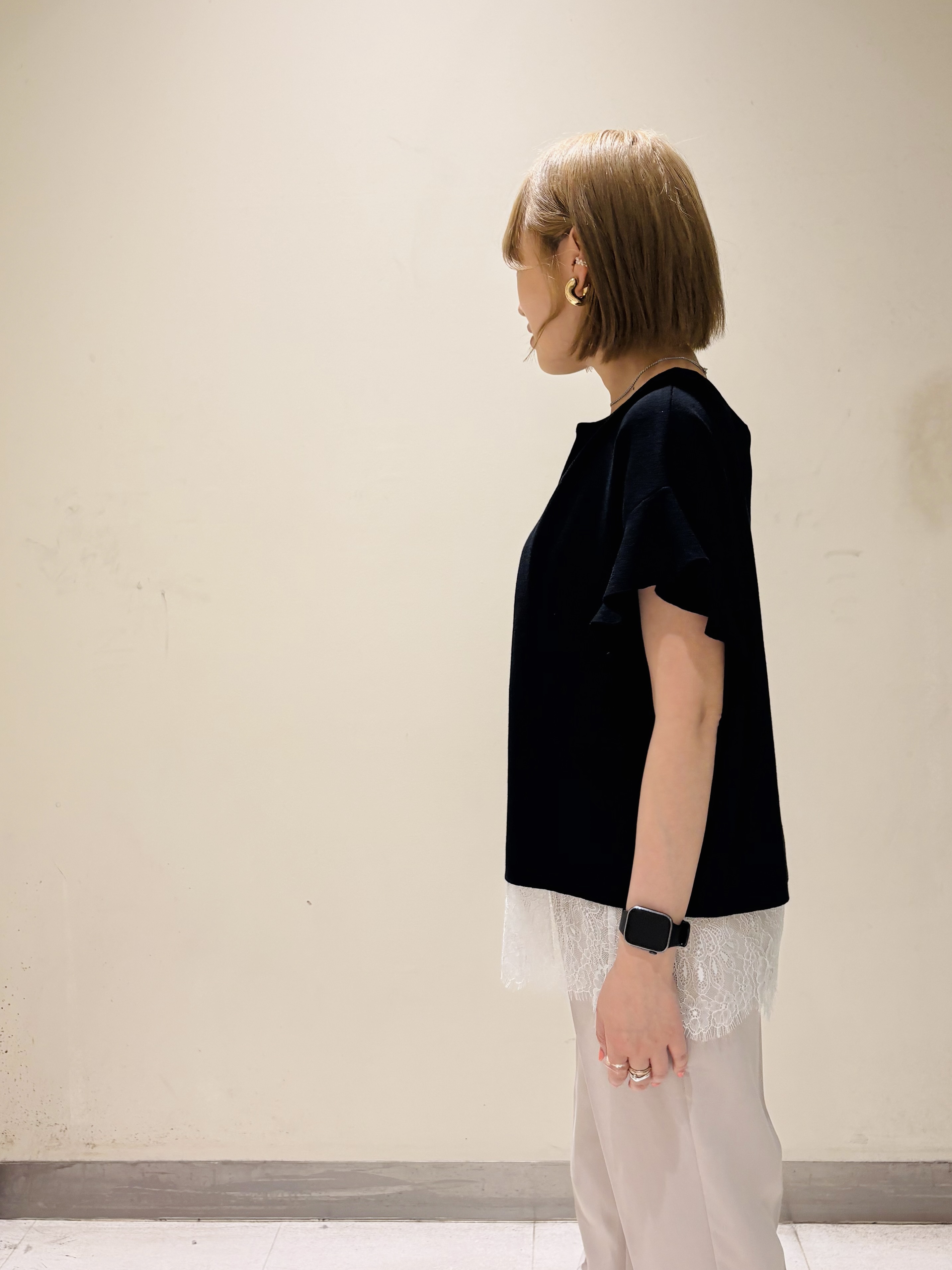 みきちぃさんの「OPAQUE.CLIP｜【UV／遮熱性】フリルスリーブニット《7col／洗濯機OK》」を使ったコーディネート