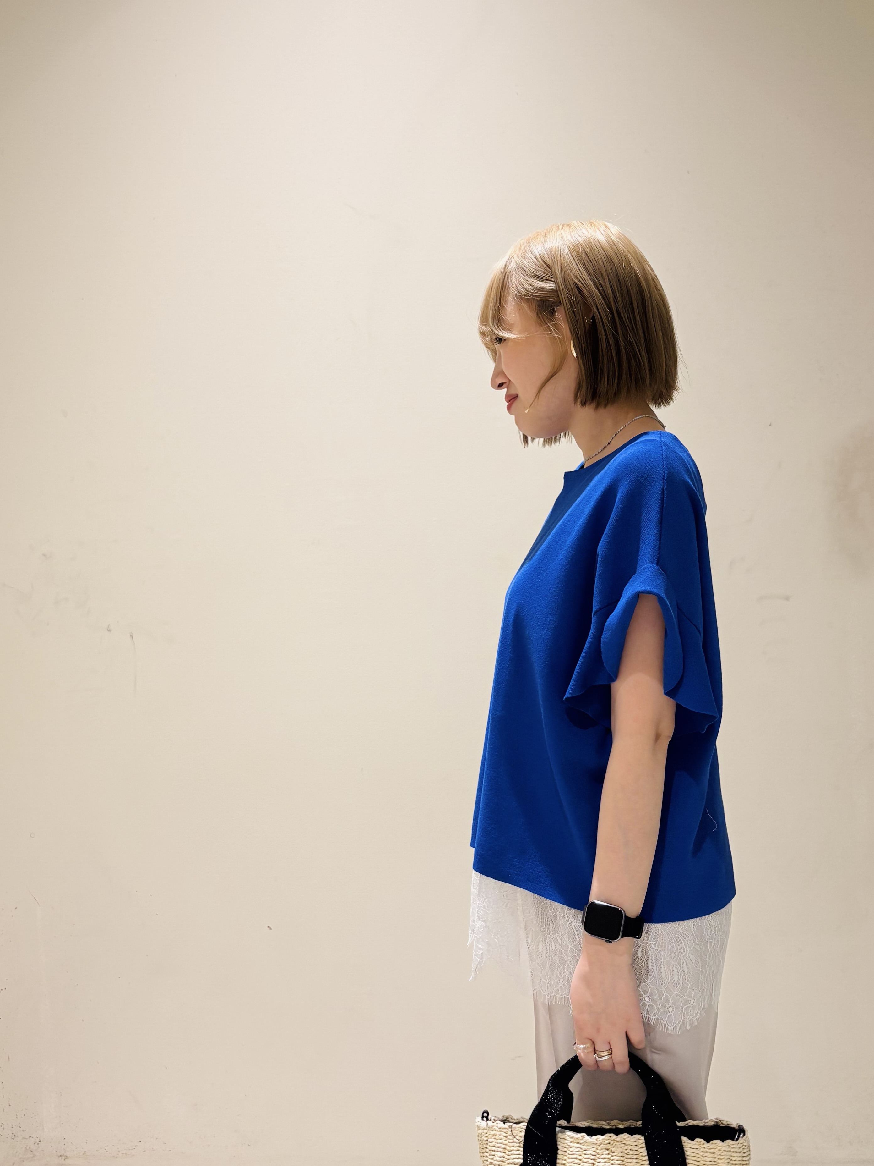 みきちぃさんの「OPAQUE.CLIP｜【UV／遮熱性】フリルスリーブニット《7col／洗濯機OK》」を使ったコーディネート