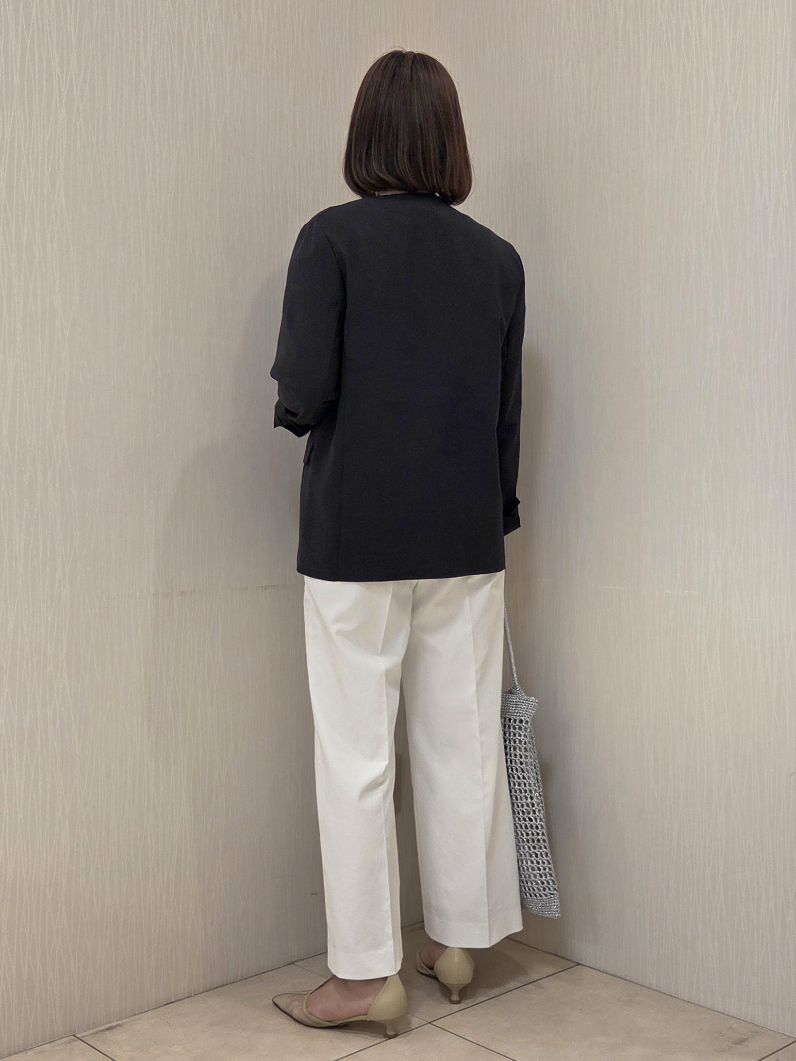 naokoさんの「UNTITLED｜【さらりと快適/セットアップ可/UV/接触冷感】スラブカラーレスジャケット」を使ったコーディネート
