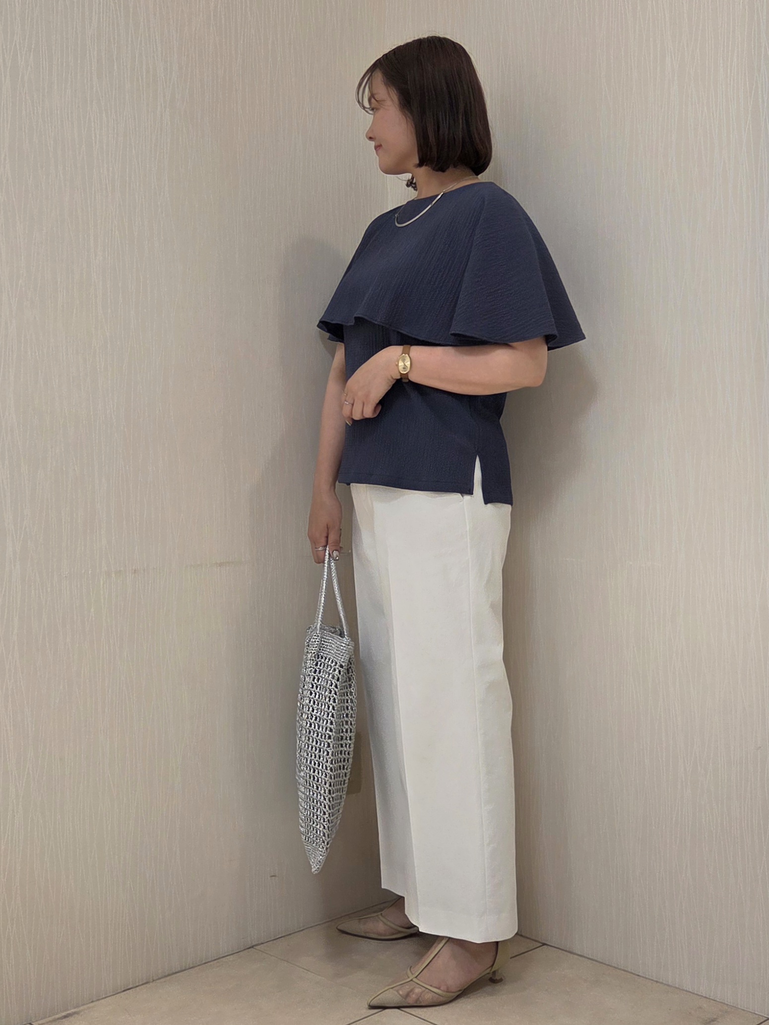 naokoさんの「UNTITLED｜【さらりと快適/セットアップ可/UV/接触冷感】スラブカラーレスジャケット」を使ったコーディネート