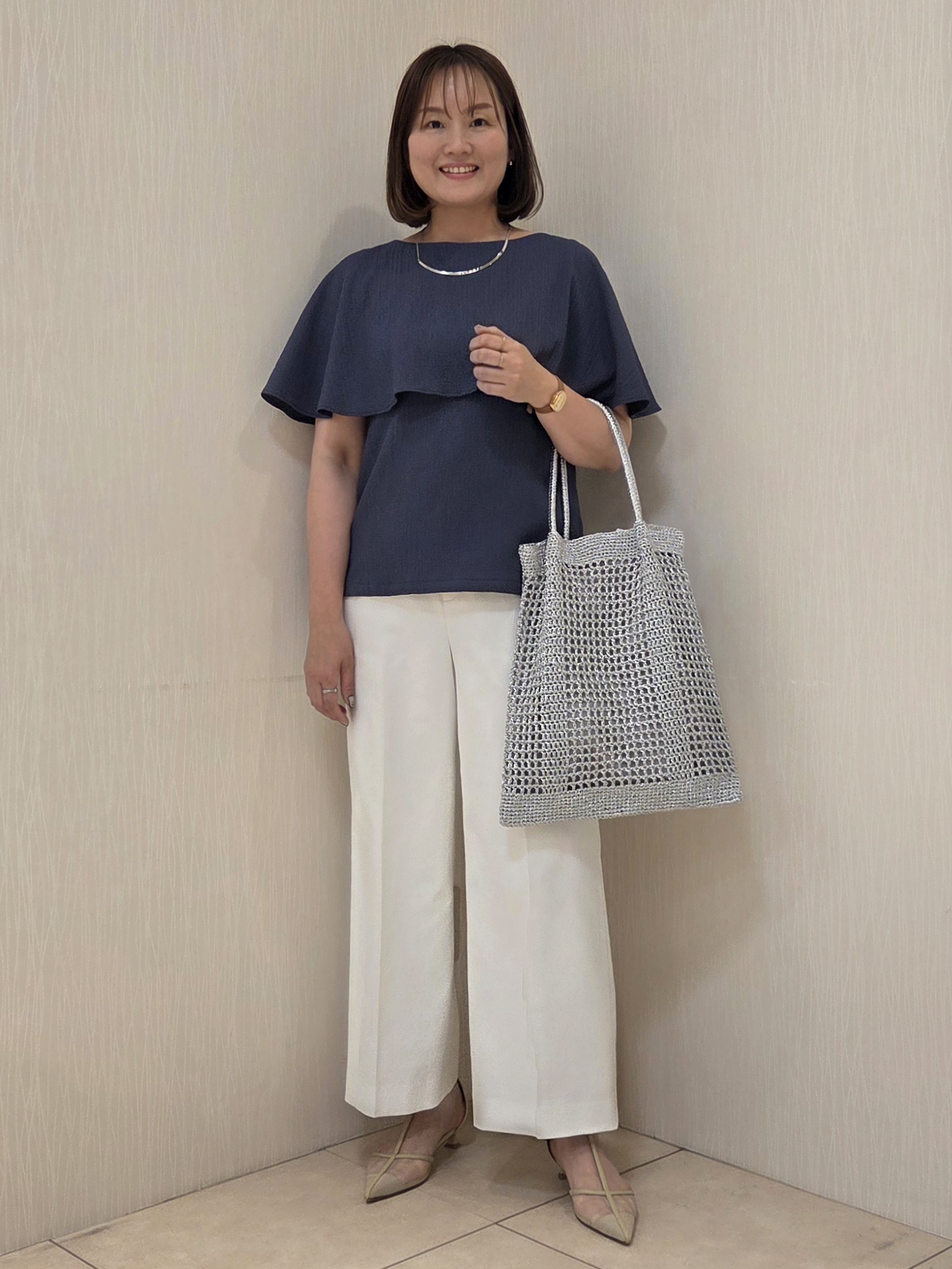 naokoさんの「UNTITLED｜【さらりと快適/セットアップ可/UV/接触冷感】スラブカラーレスジャケット」を使ったコーディネート