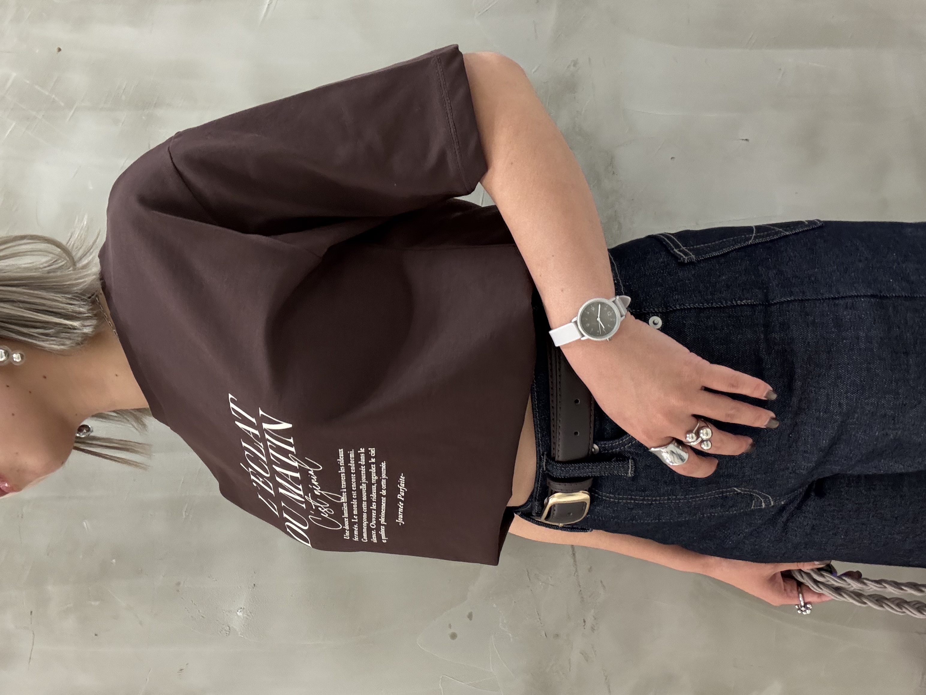 minaさんの「grove｜【UVカット/接触冷感】プリントアソート5分袖Tシャツ」を使ったコーディネート
